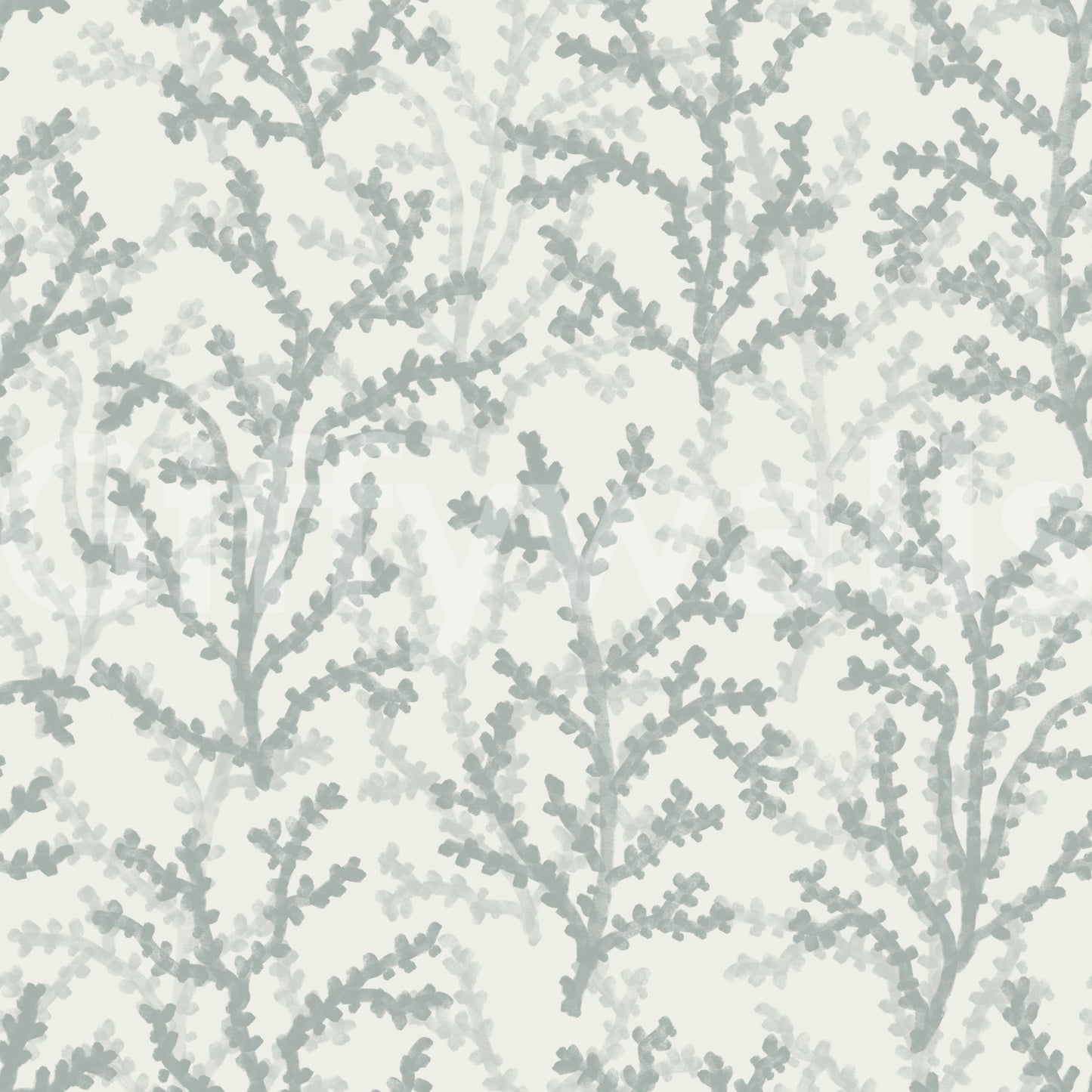 Painted Coraline Greenish Grey Wallpaper