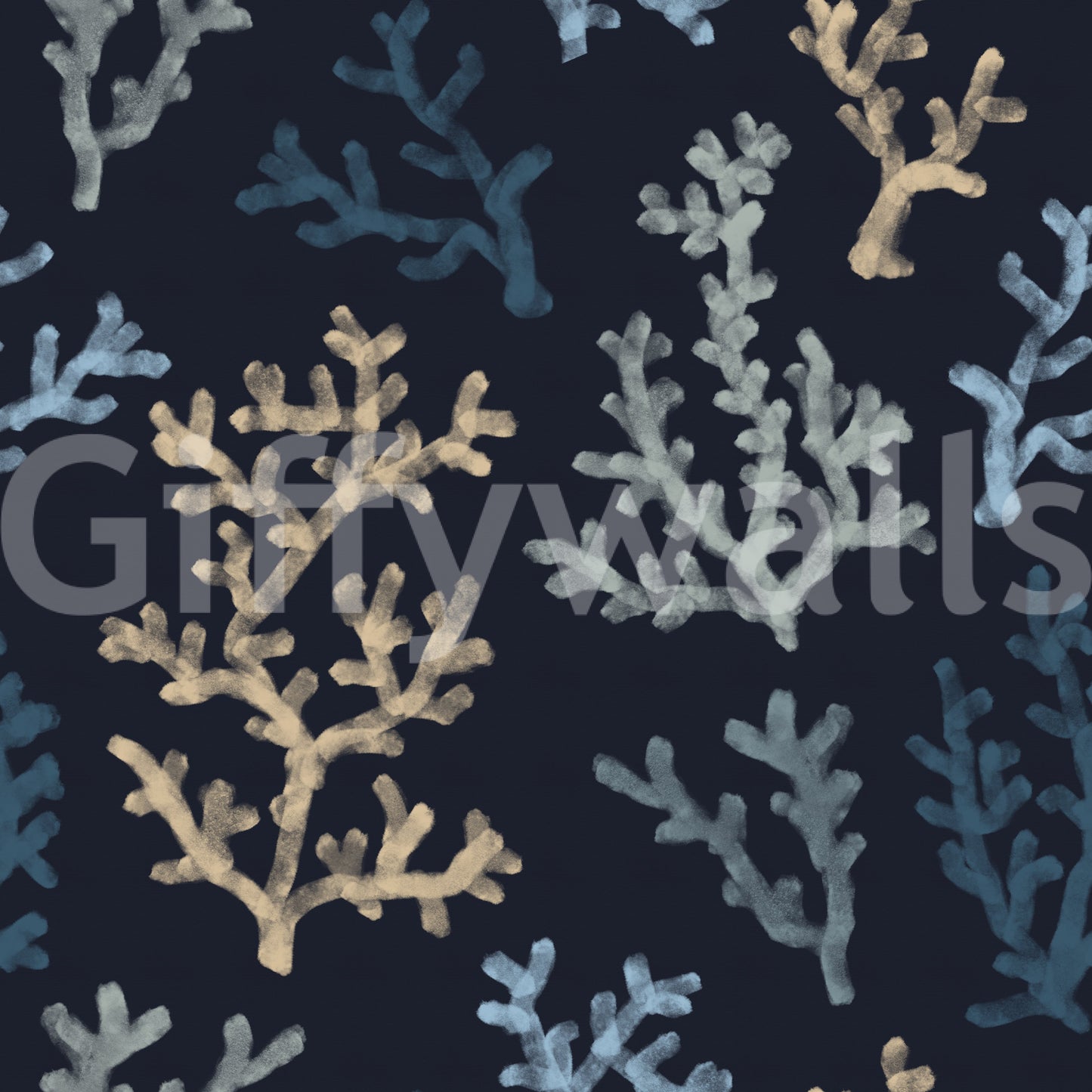 Painted Corals Dark Wallpaper showing underwater branching on dark background.