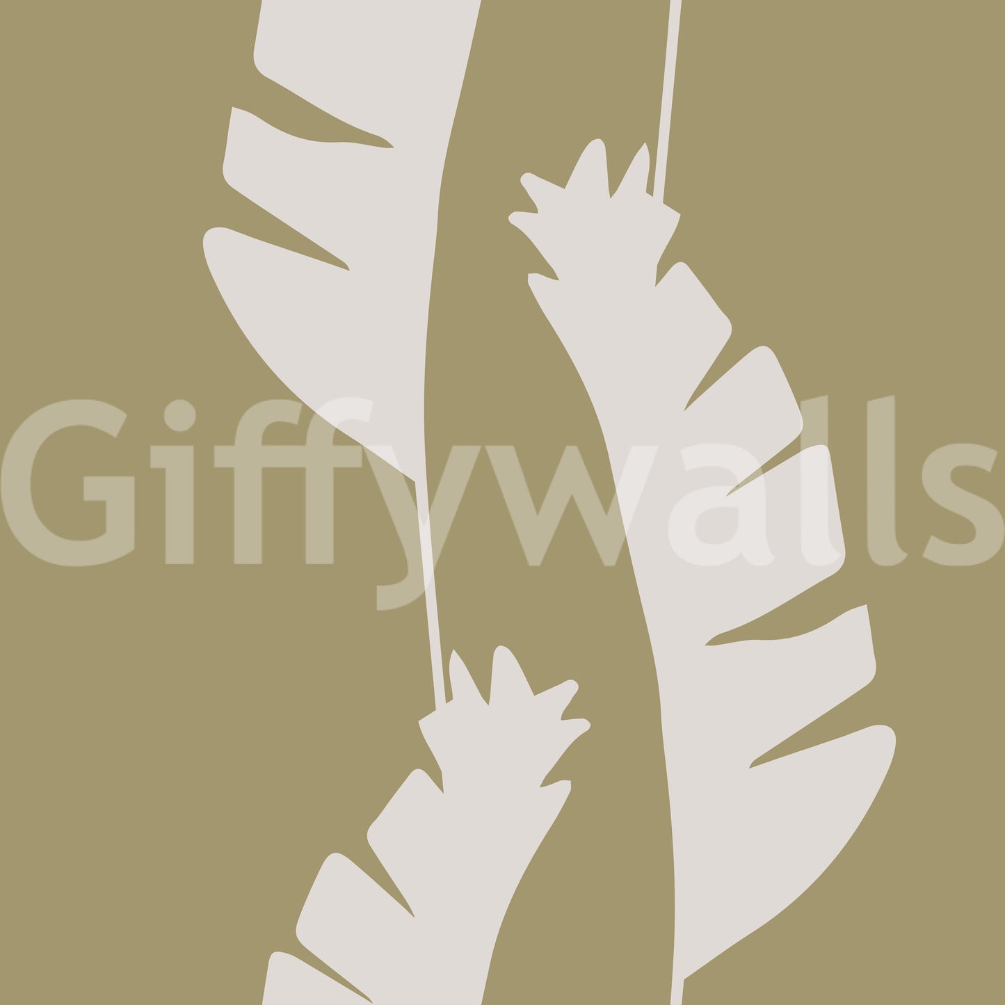 Close-up of coastal wallpaper showing pale fronds on a green background., GD9916