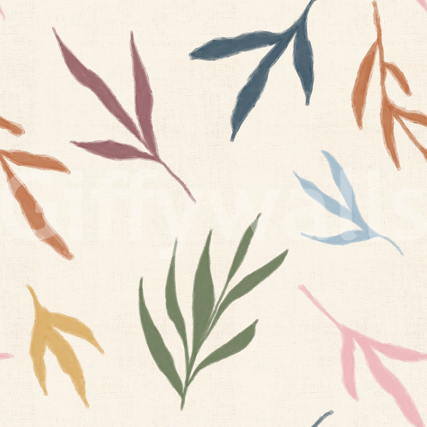 Minimalist botanical shapes flow across the tropical wallpaper surface., GD9926