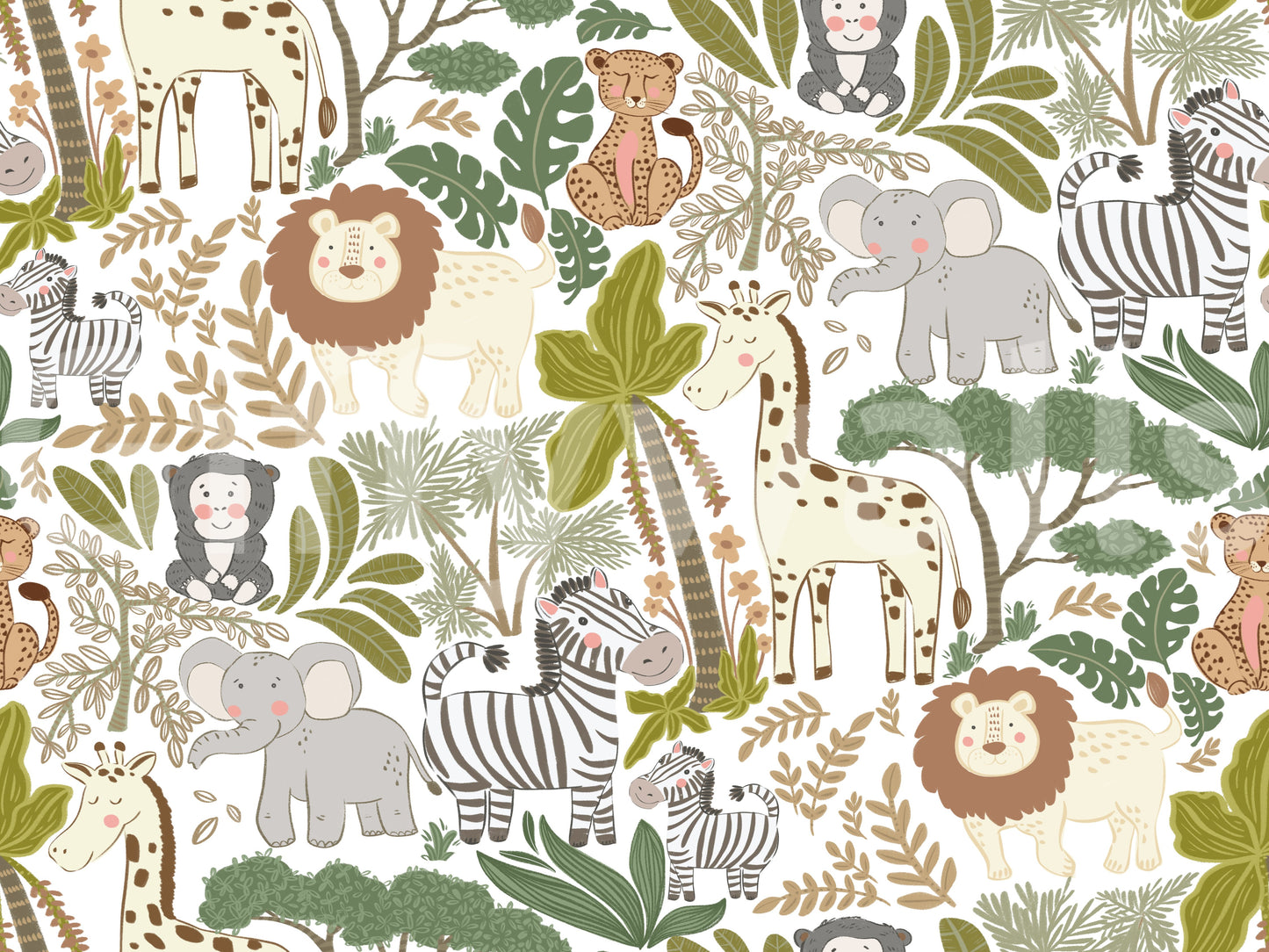 Playful Jungle Pals Wallpaper