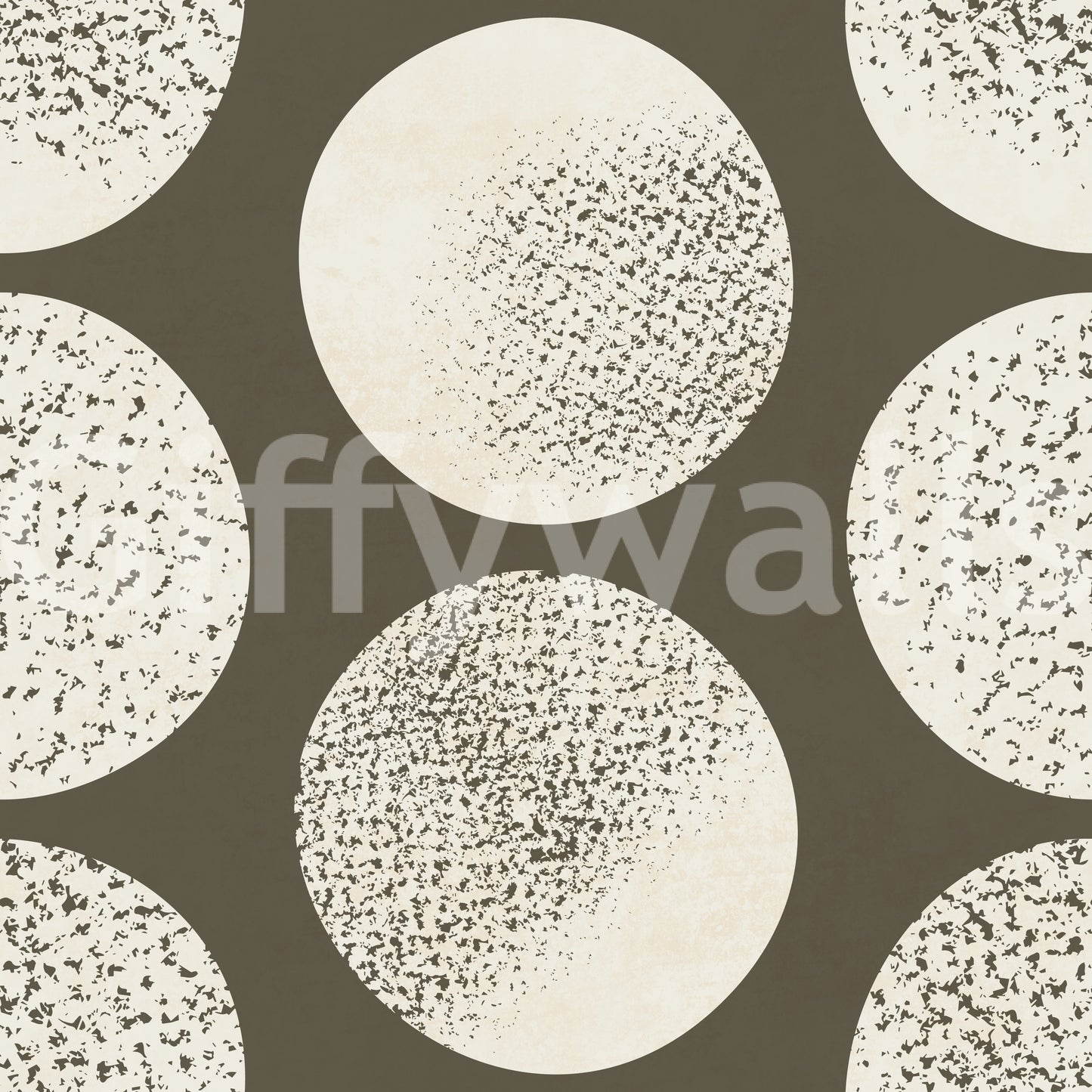 Textured cream polka dot wallpaper with matte finish and organic stippling on brown.