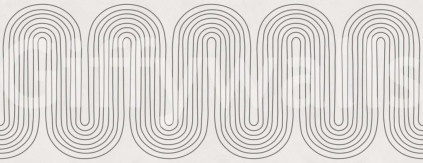 Pattern panel of subtle arch rhythm mural with nested rings in black tone., GD10291