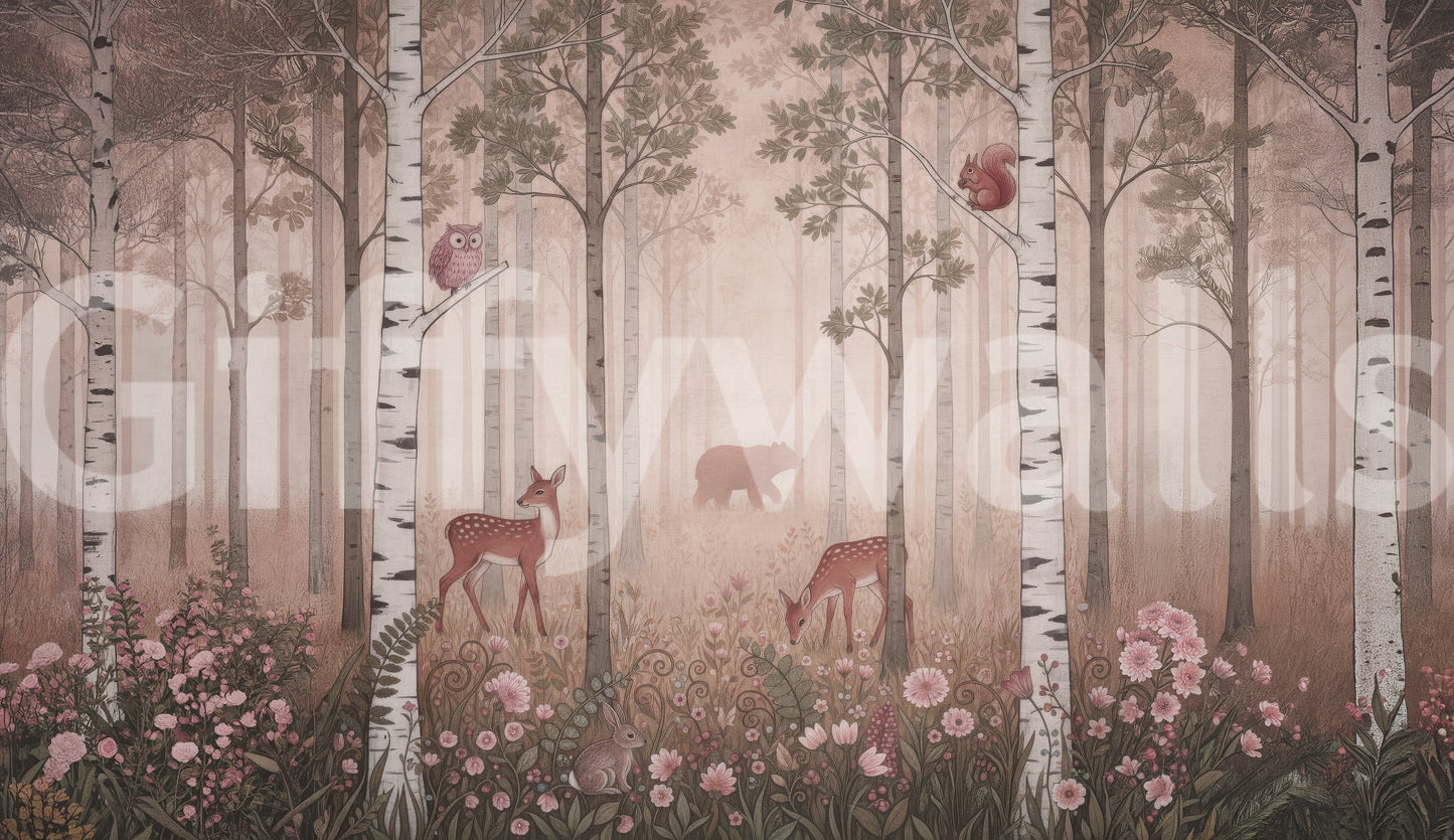 Forest Animals and Wildflowers – Dawn Wall Mural