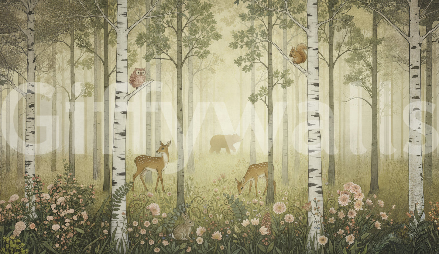 Forest Animals and Wildflowers – Summer Wall Mural