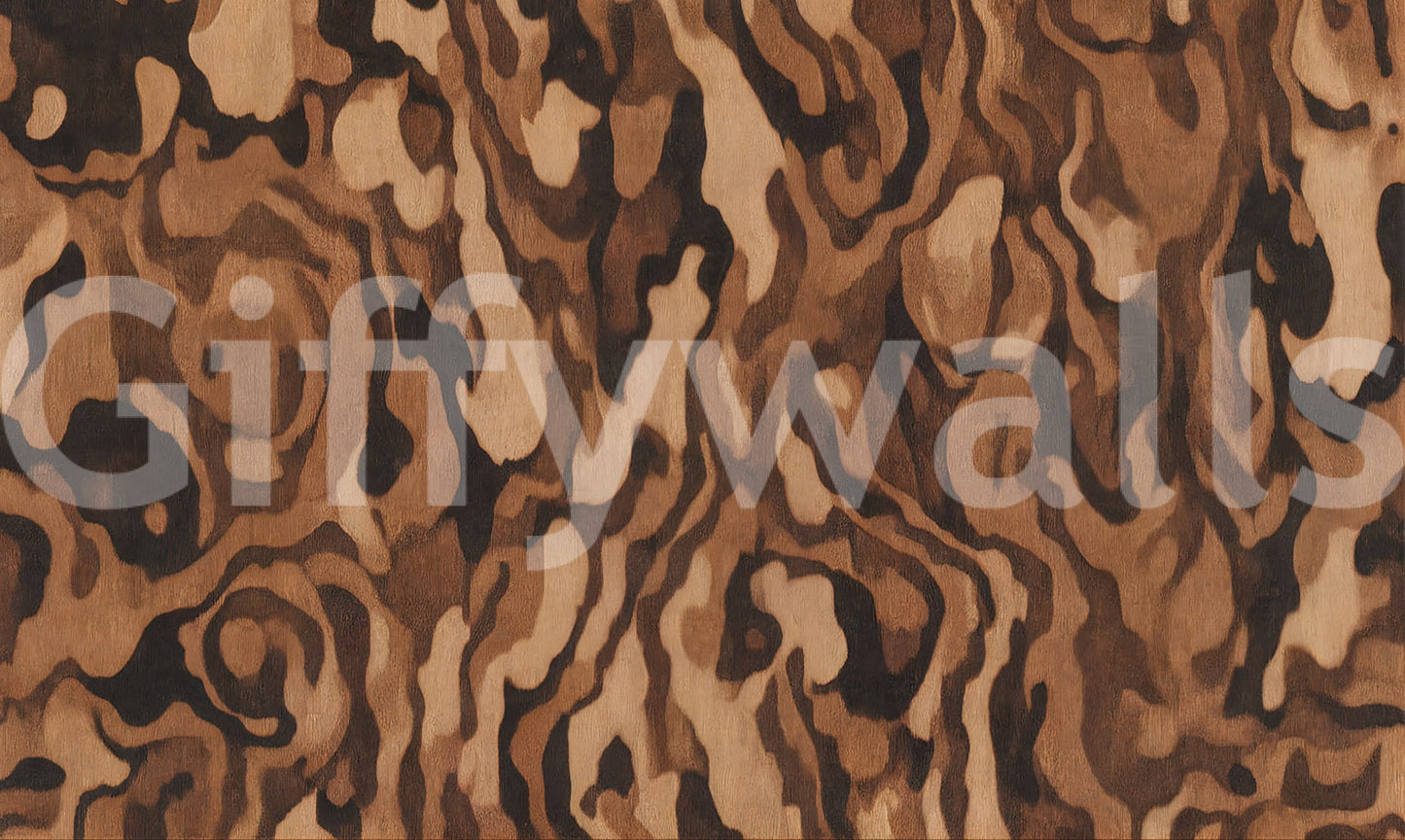 Ettore Grain wall mural with brown and tan wood grain pattern., GD10371