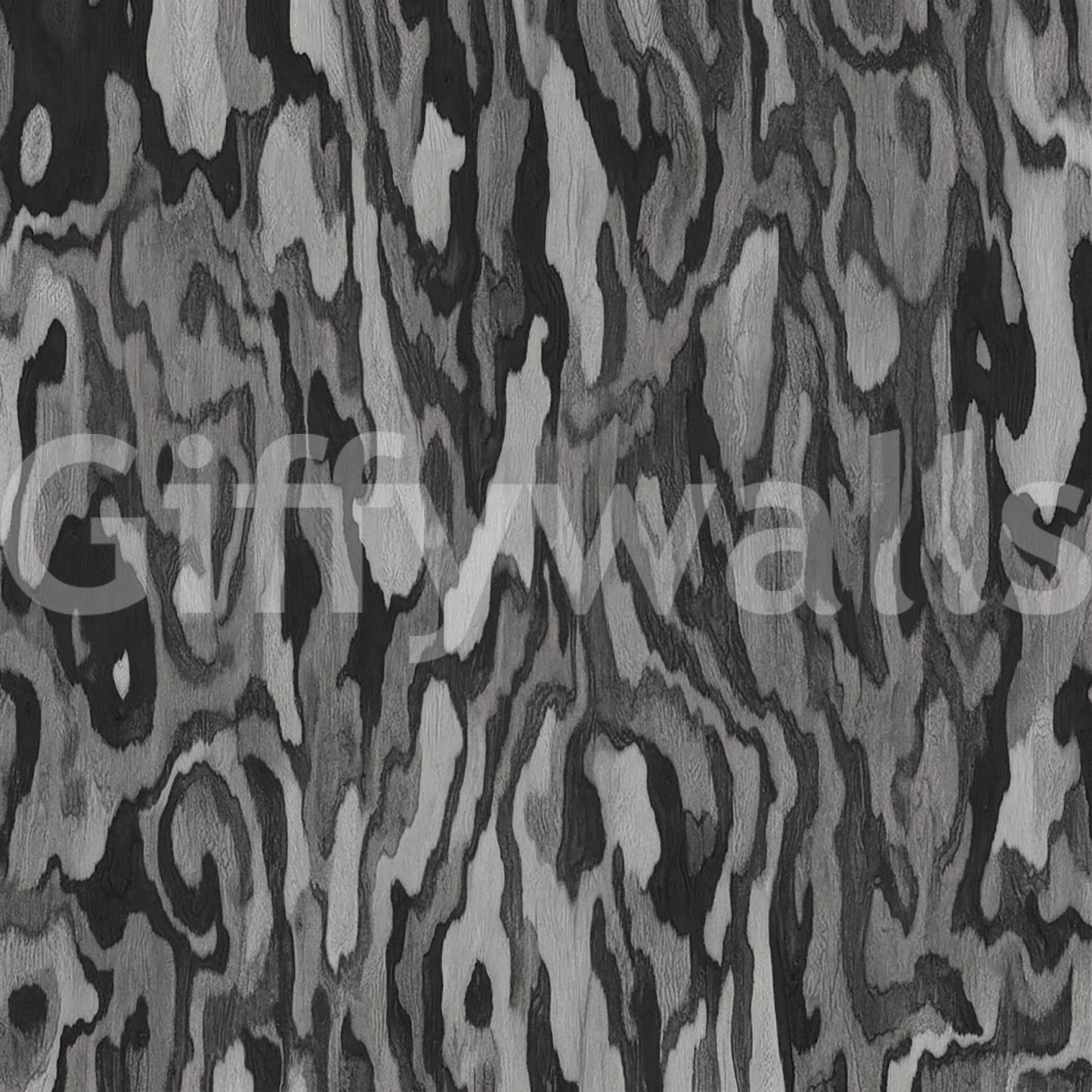 Wood texture wall mural Monochrome silver and dark grey organic root detail., GD10372