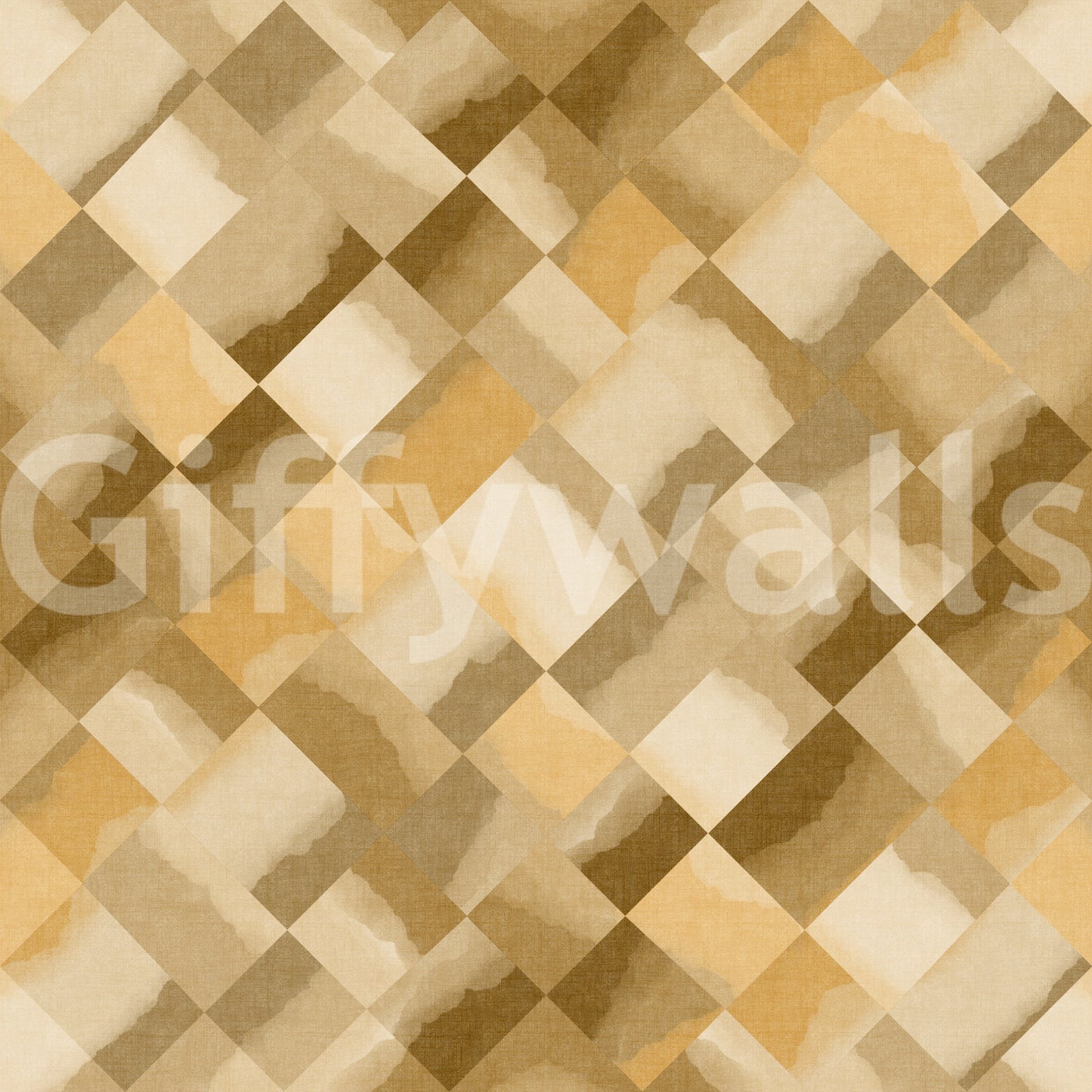 Painted diamond grid wallpaper with blended warm amber and cream washes., GD10406