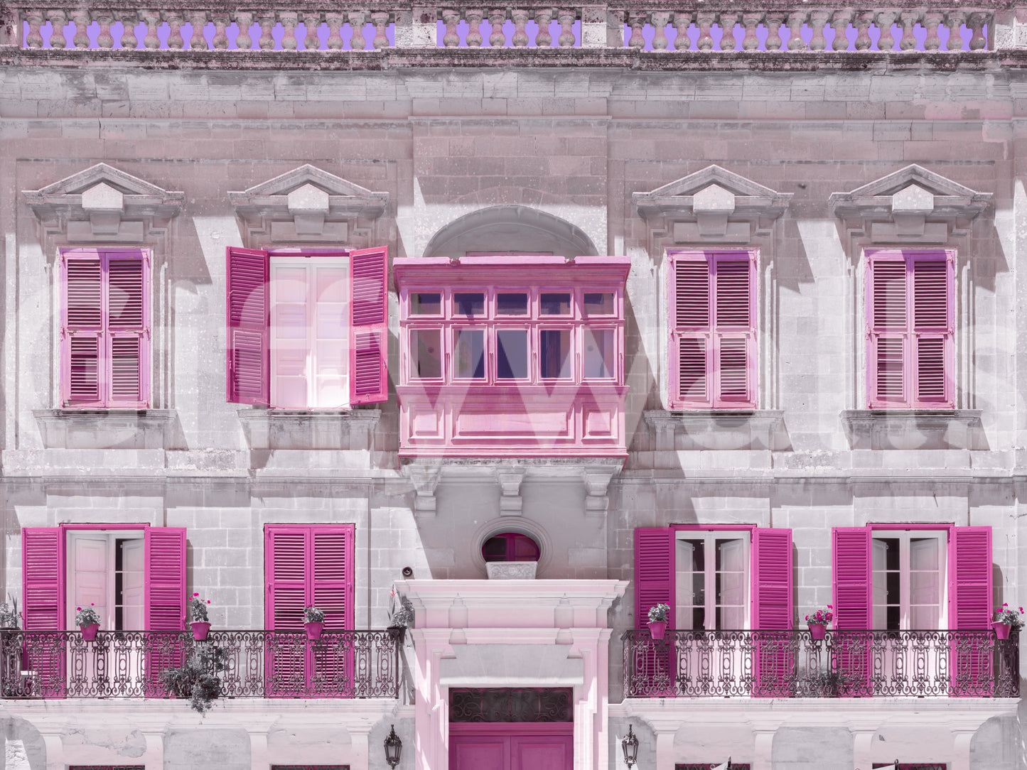 Architectural mural with Muted stone base and warm pink undertone., GD10419