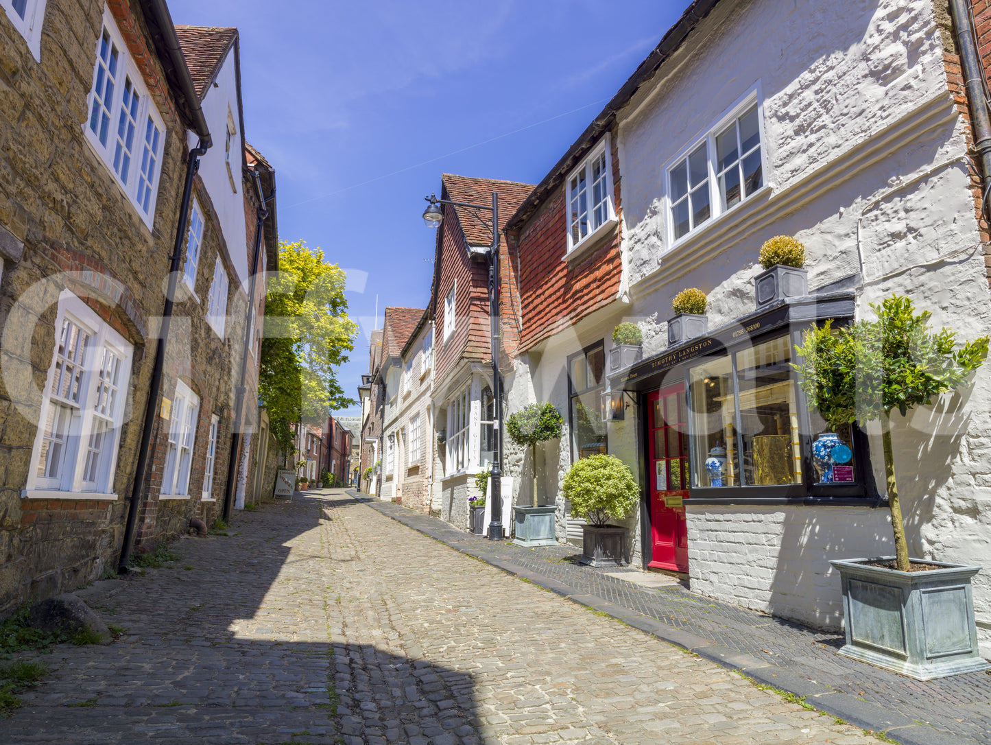 Charming Cobbled Lane wall mural with beige sandstone and white tones., GD10426