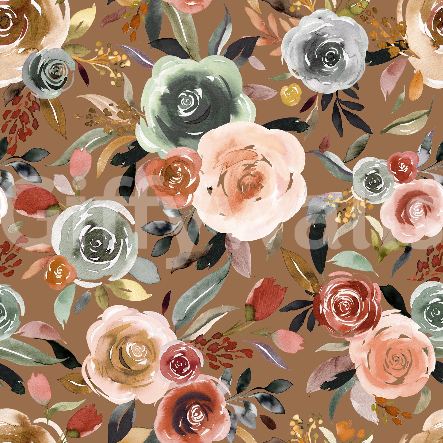 Earthy Bloom Medley wallpaper with floral texture in muted earth tones., GD10510