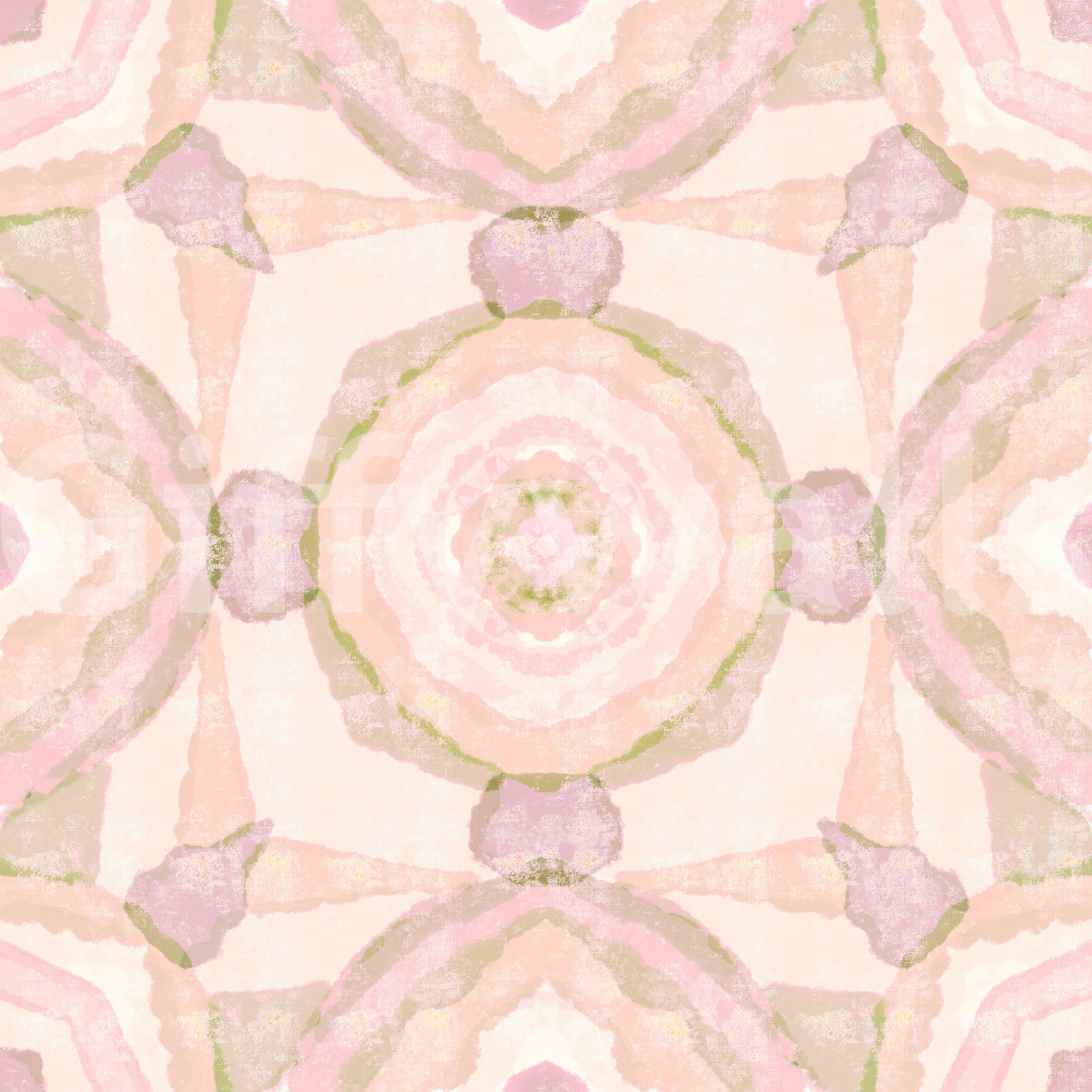 Watercolour kaleidoscope wallpaper with Pastel lavender and cream tones., GD10535
