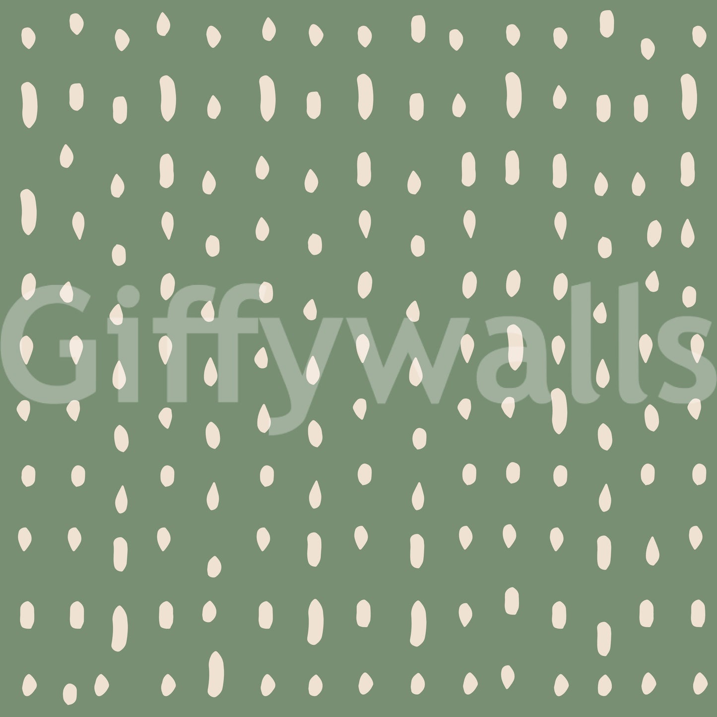 Wall mural showing mid century seed dots on sage green background., GD10572