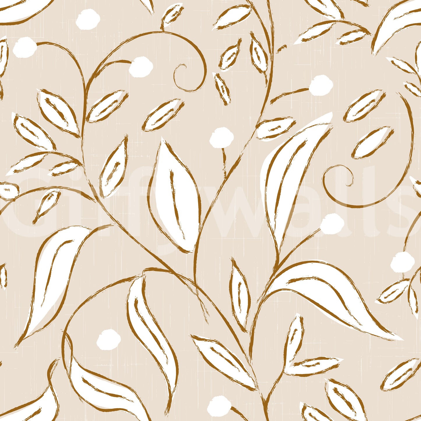 Beige Botanical Vine Wallpaper Scandinavian Neutral Wallpaper