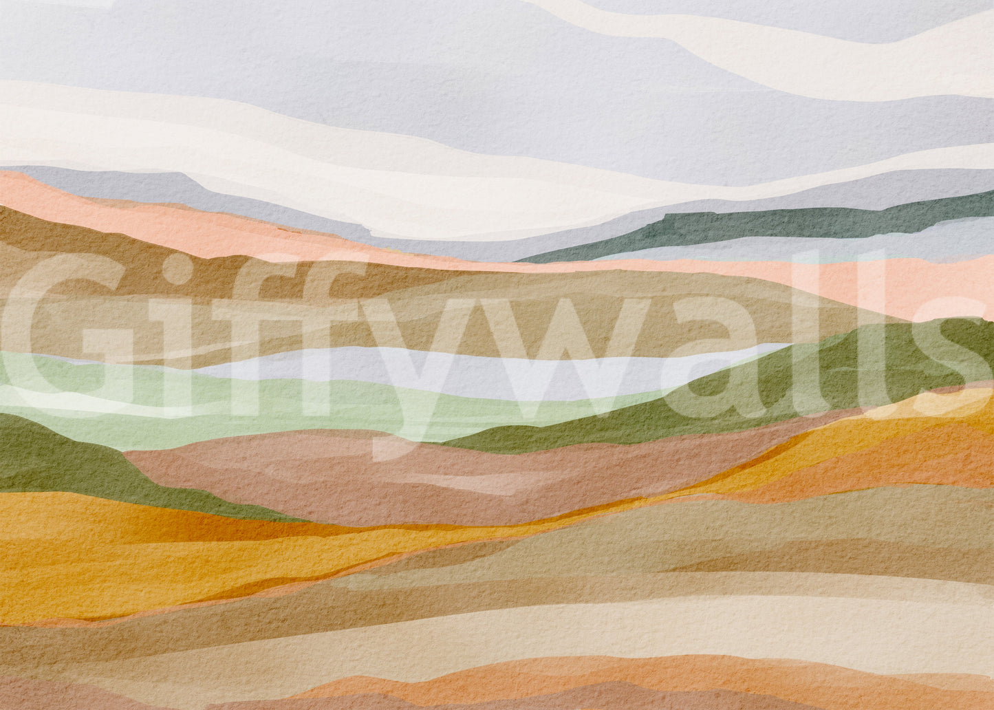 Serene Terracotta and Sage Painted Hills Wallpaper Wall Mural