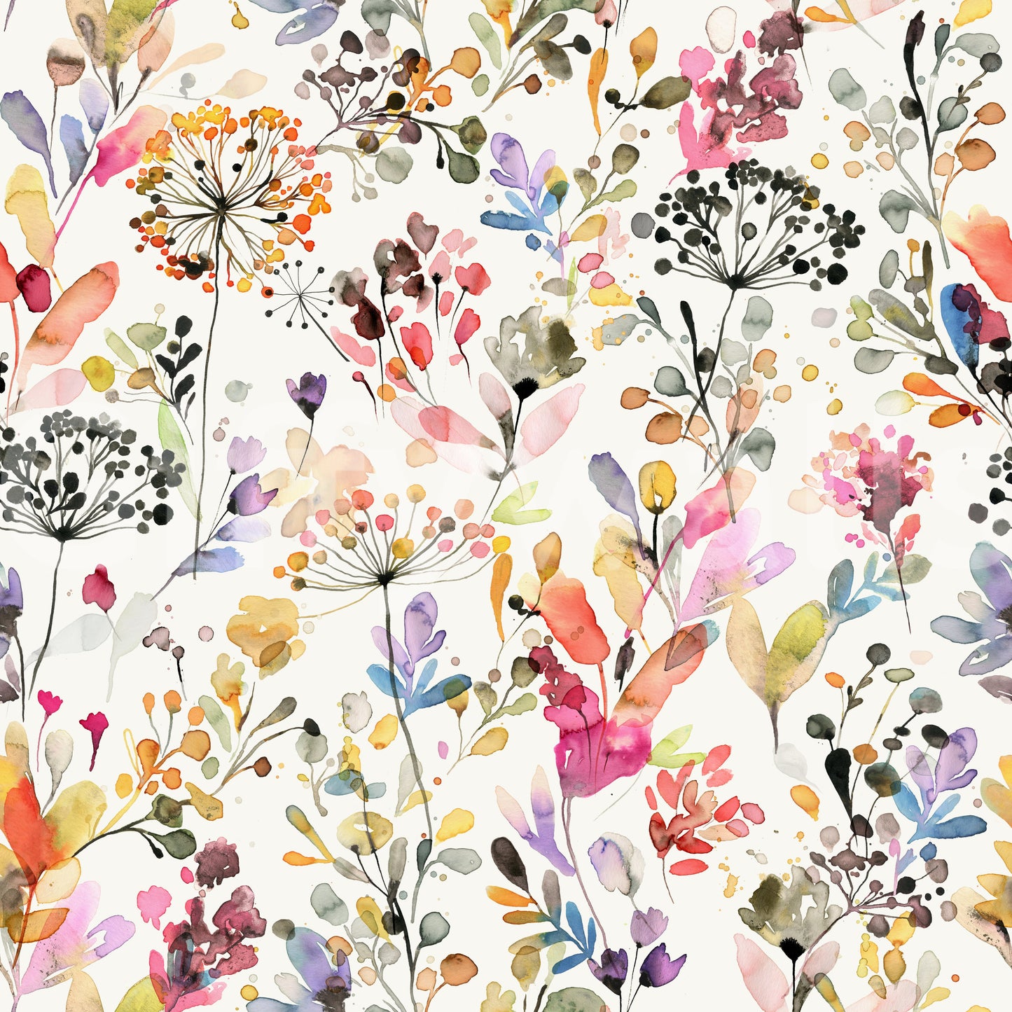 Watercolor Wildflower Meadow Wallpaper Wallpaper