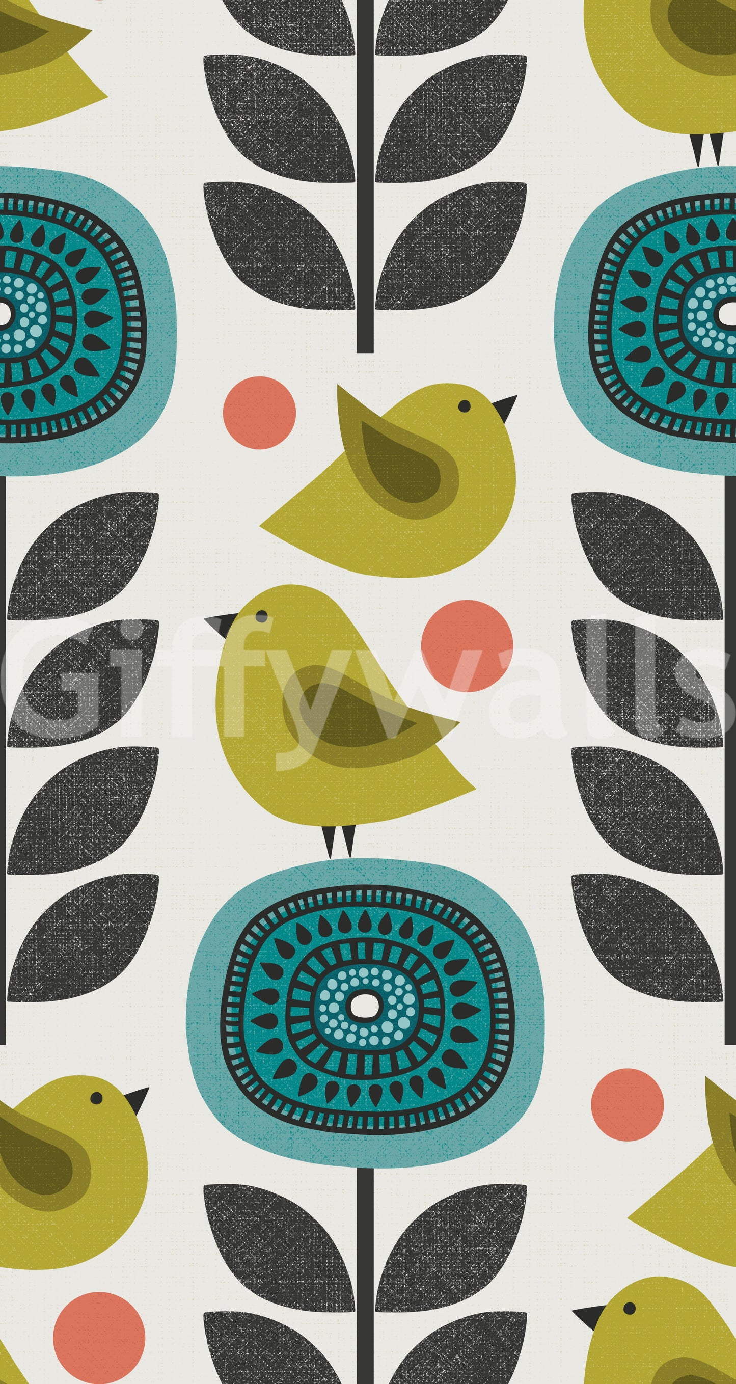 Retro Flowers And Birds Wallpaper