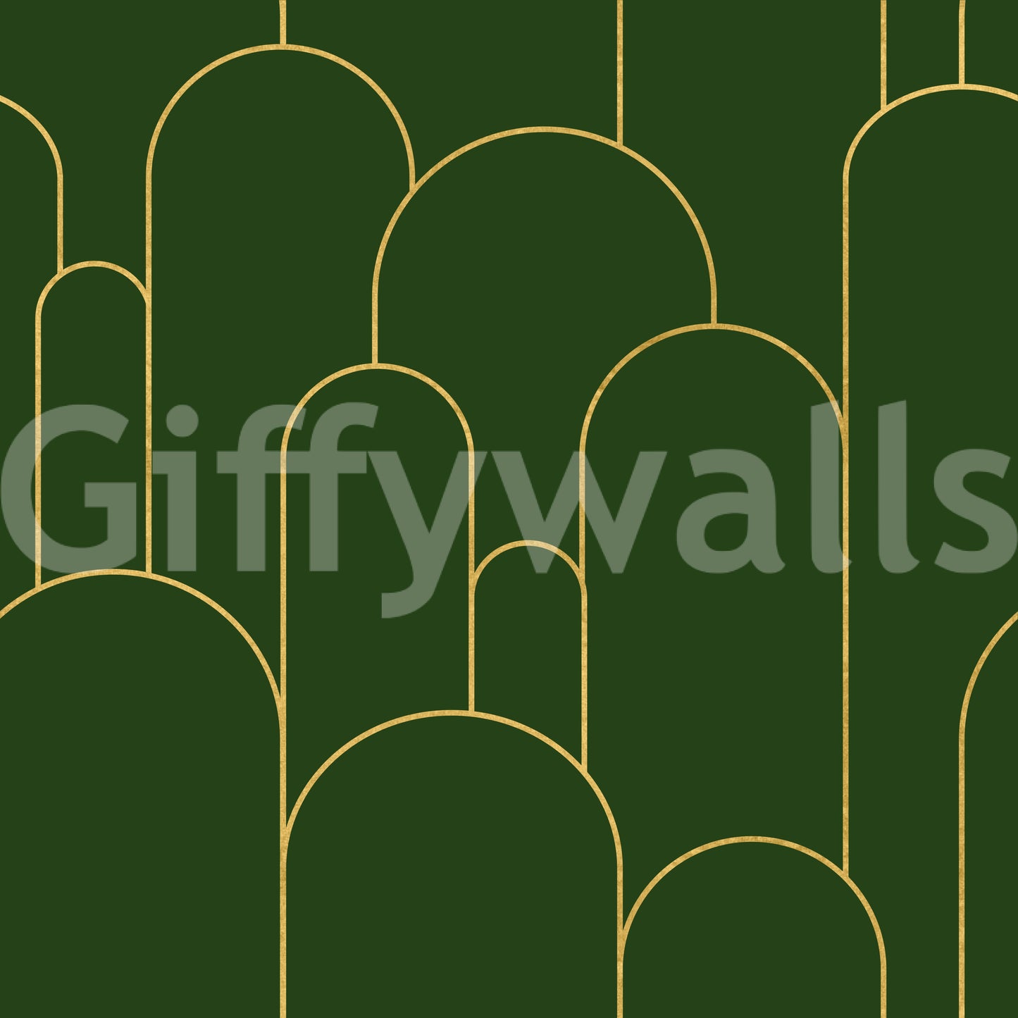 Emerald and Gold Art Deco Arches Wallpaper