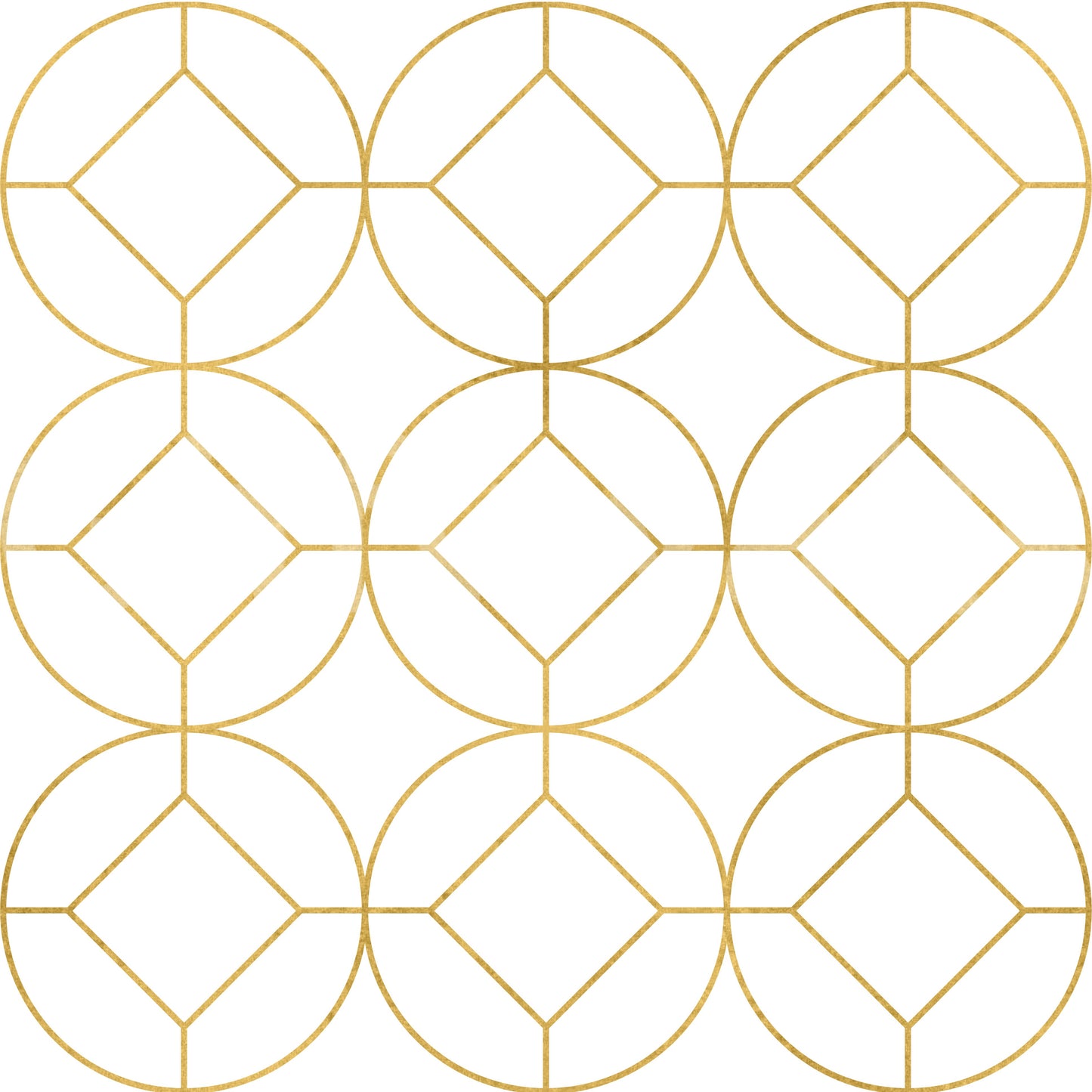 Metallic gold geometric lattice pattern wallpaper on a white background., GD10646
