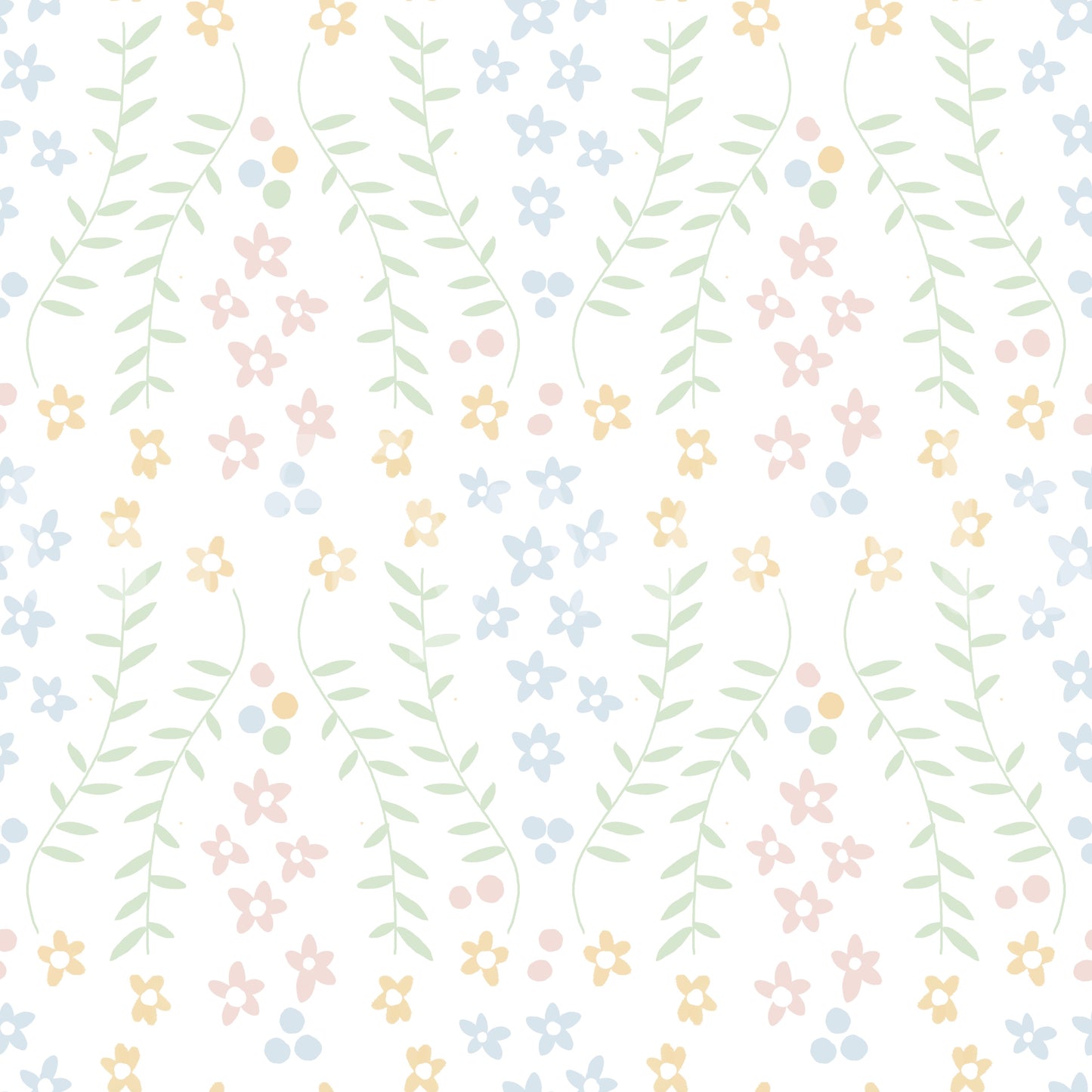 Sweet Scandinavian Floral Vines Wallpaper