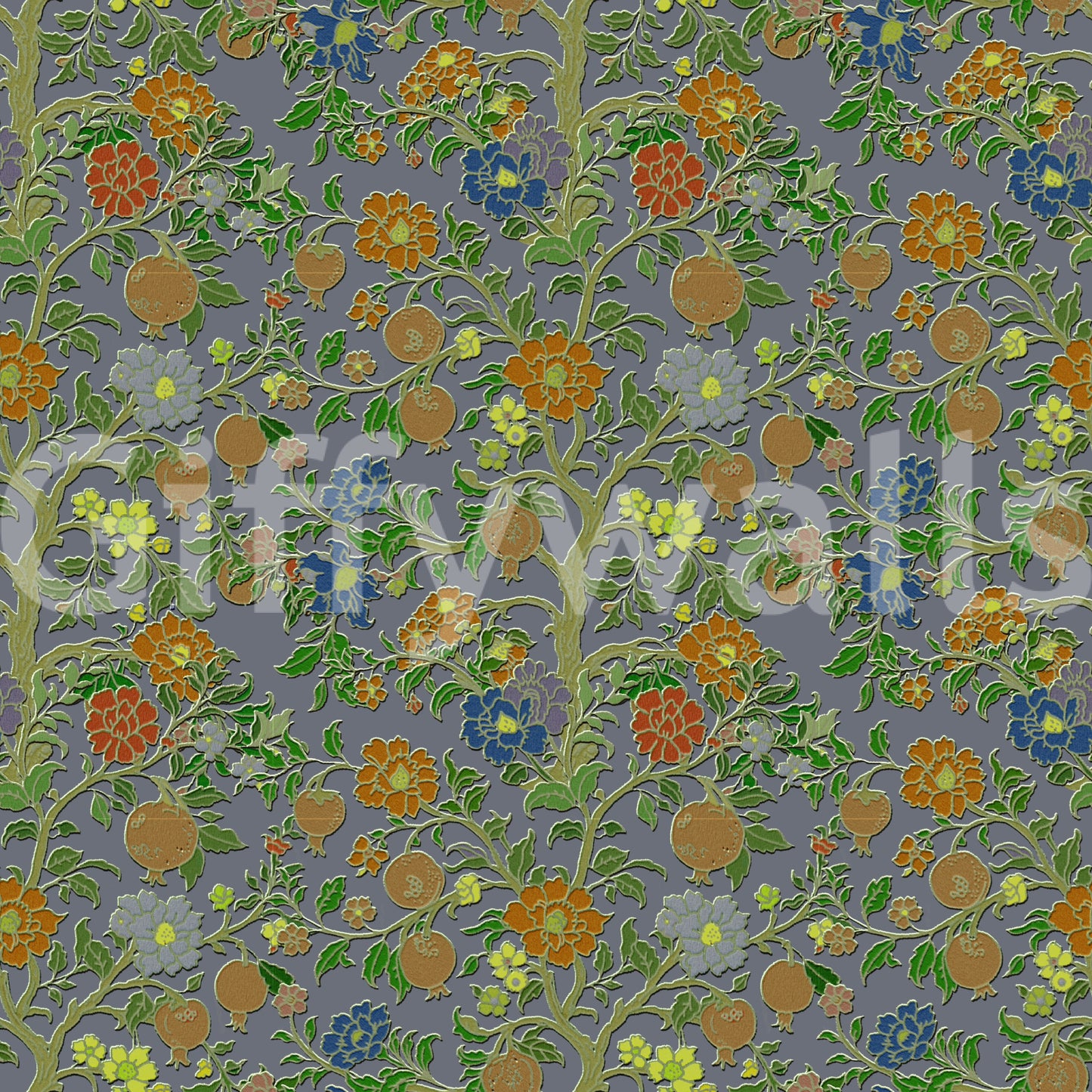 Vintage Chinoiserie Pomegranate Floral Wallpaper