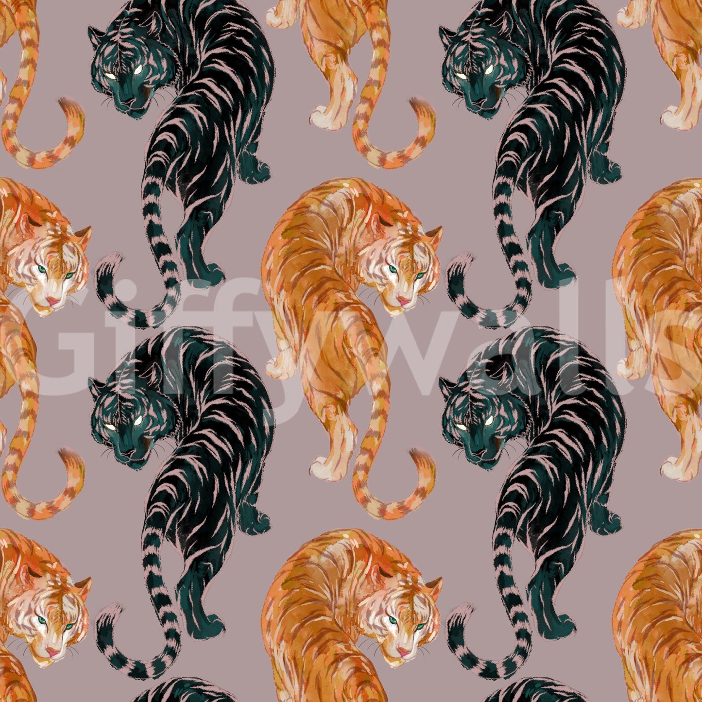 Imperial Tiger Shadow & Gold Wallpaper Wallpaper