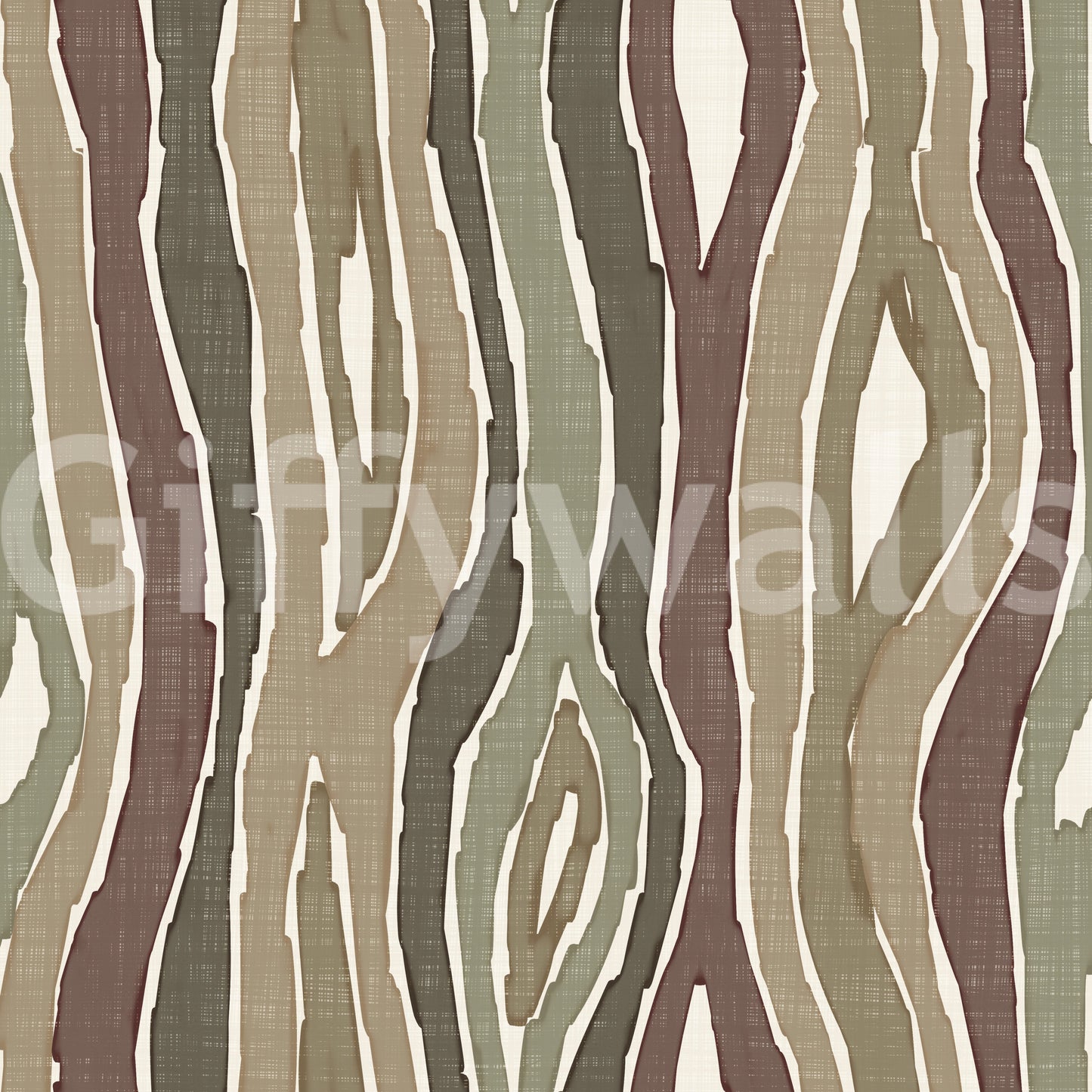 Organic Wavy Woodgrain Vertical Stripes - Earthy Sage Wallpaper