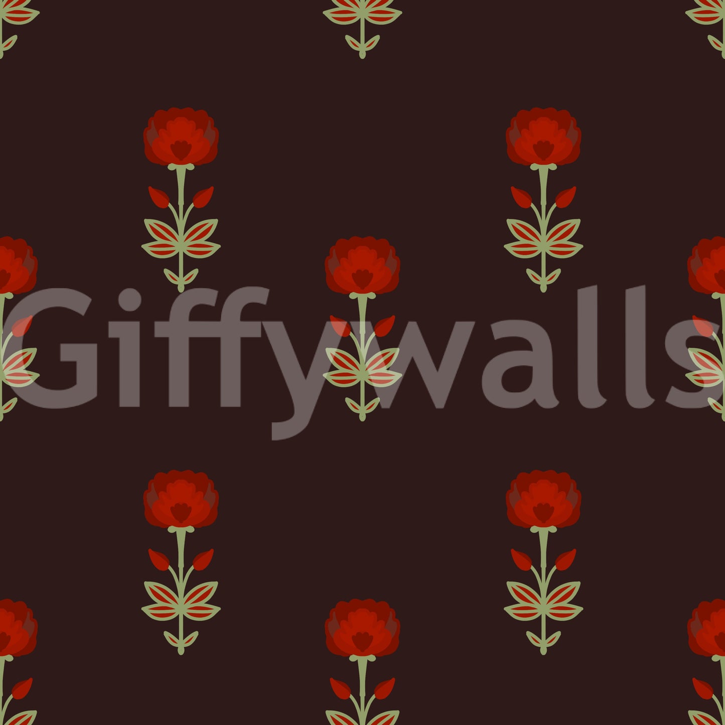 Crimson Mughal Blooms Wallpaper Wallpaper
