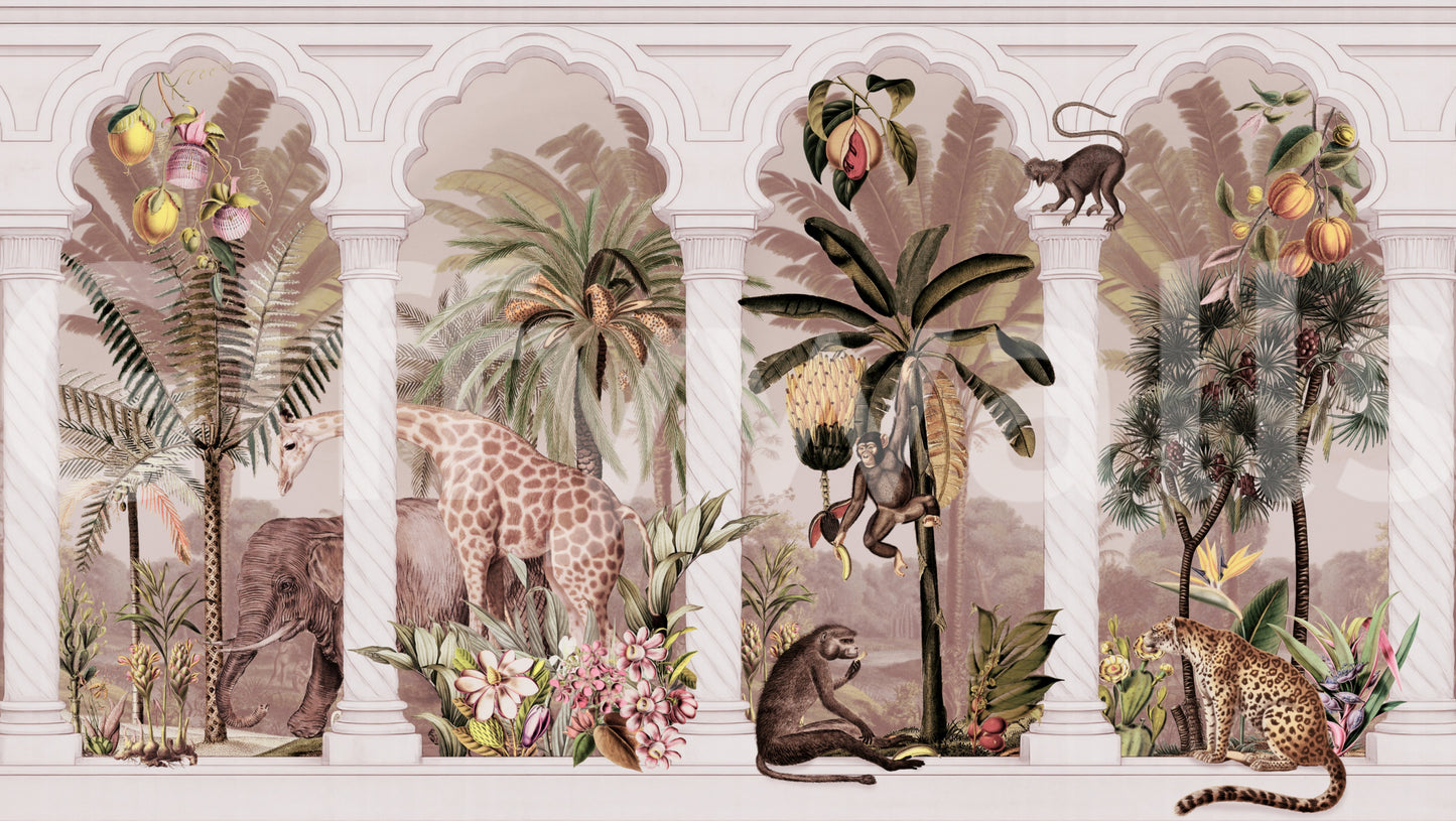 Mughal Colonnade Safari Jungle Wallpaper Wall Mural