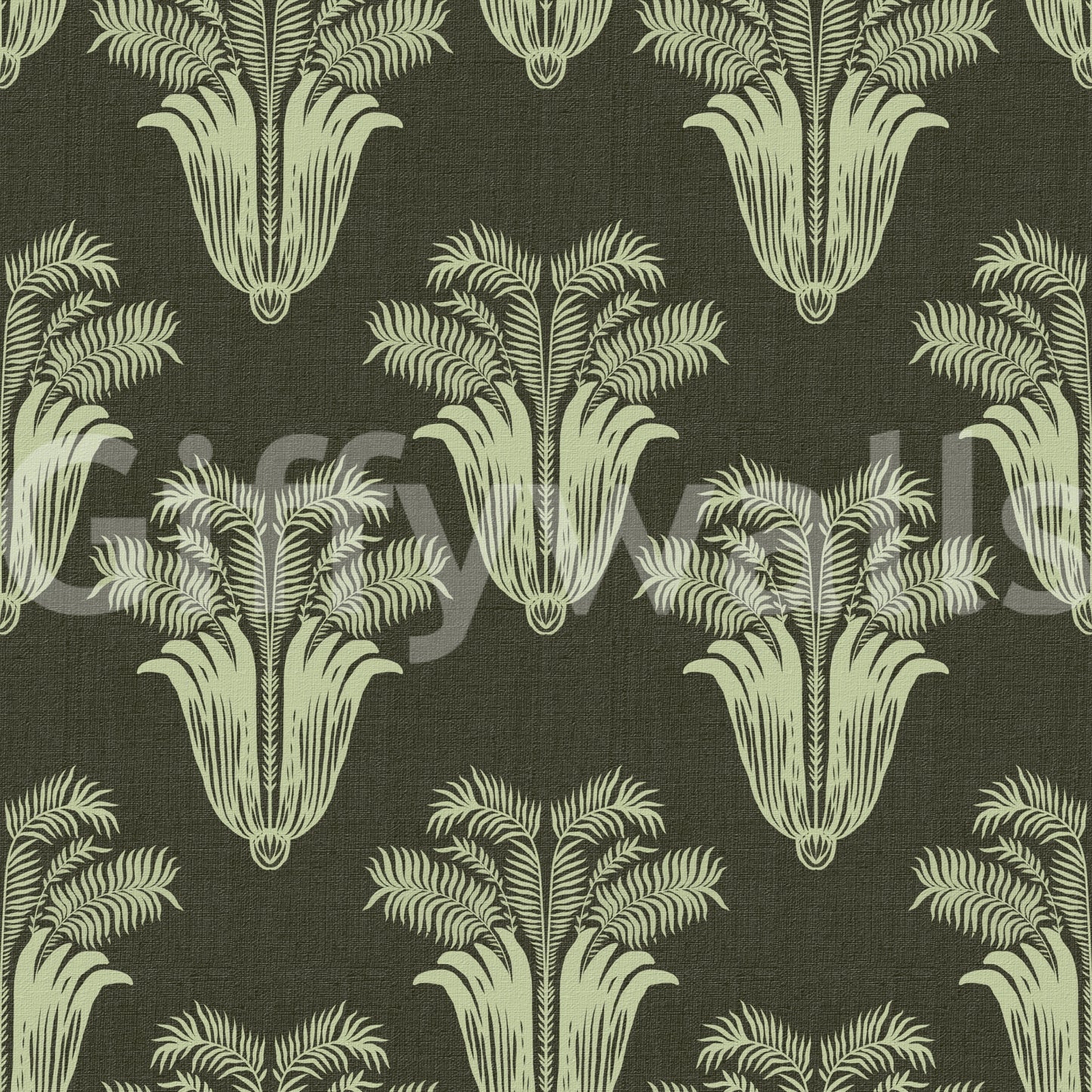 Vintage Art Deco Palm Damask Wallpaper Wallpaper