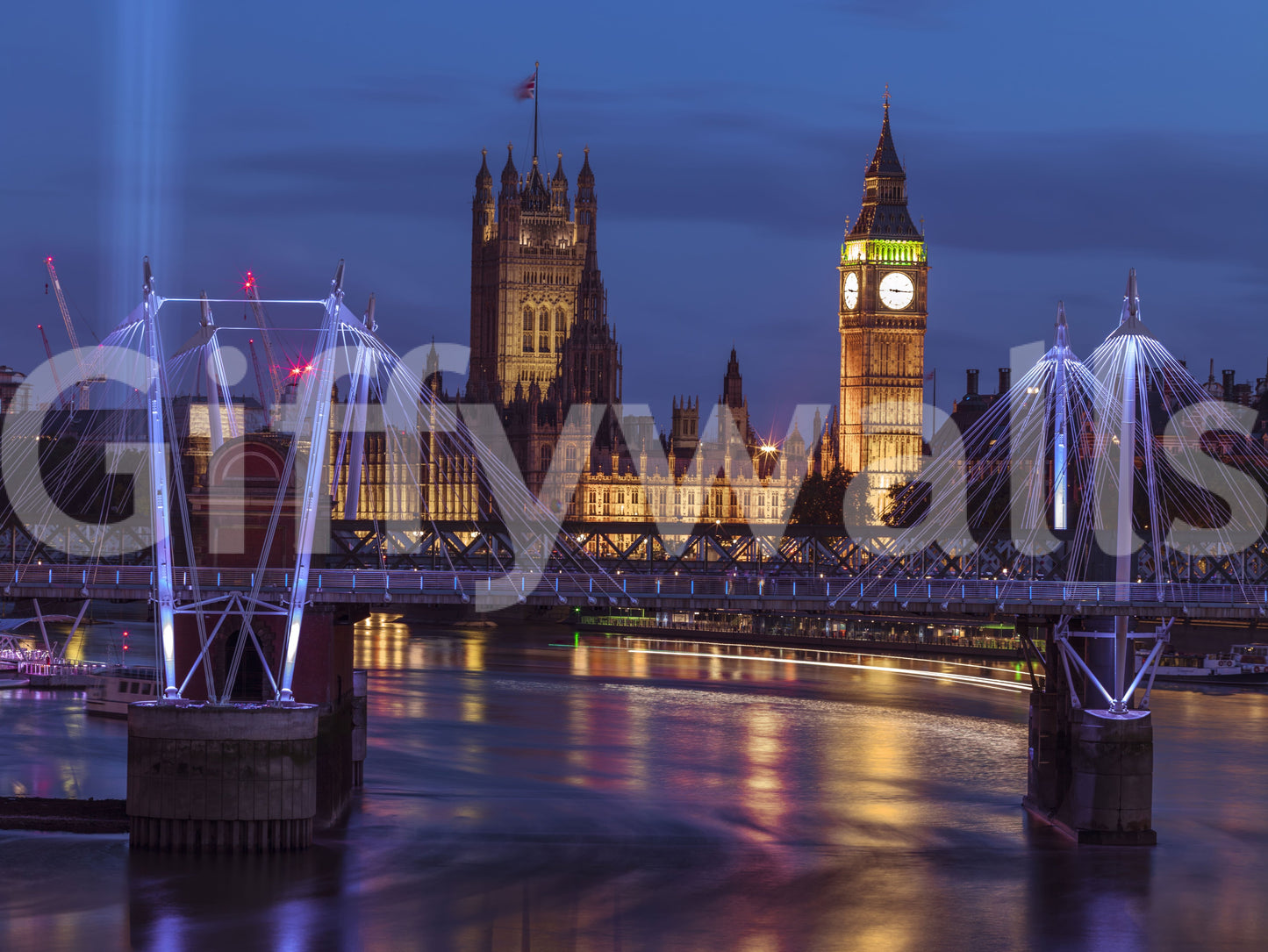 Big Ben and Bridge Reflections Wall Mural