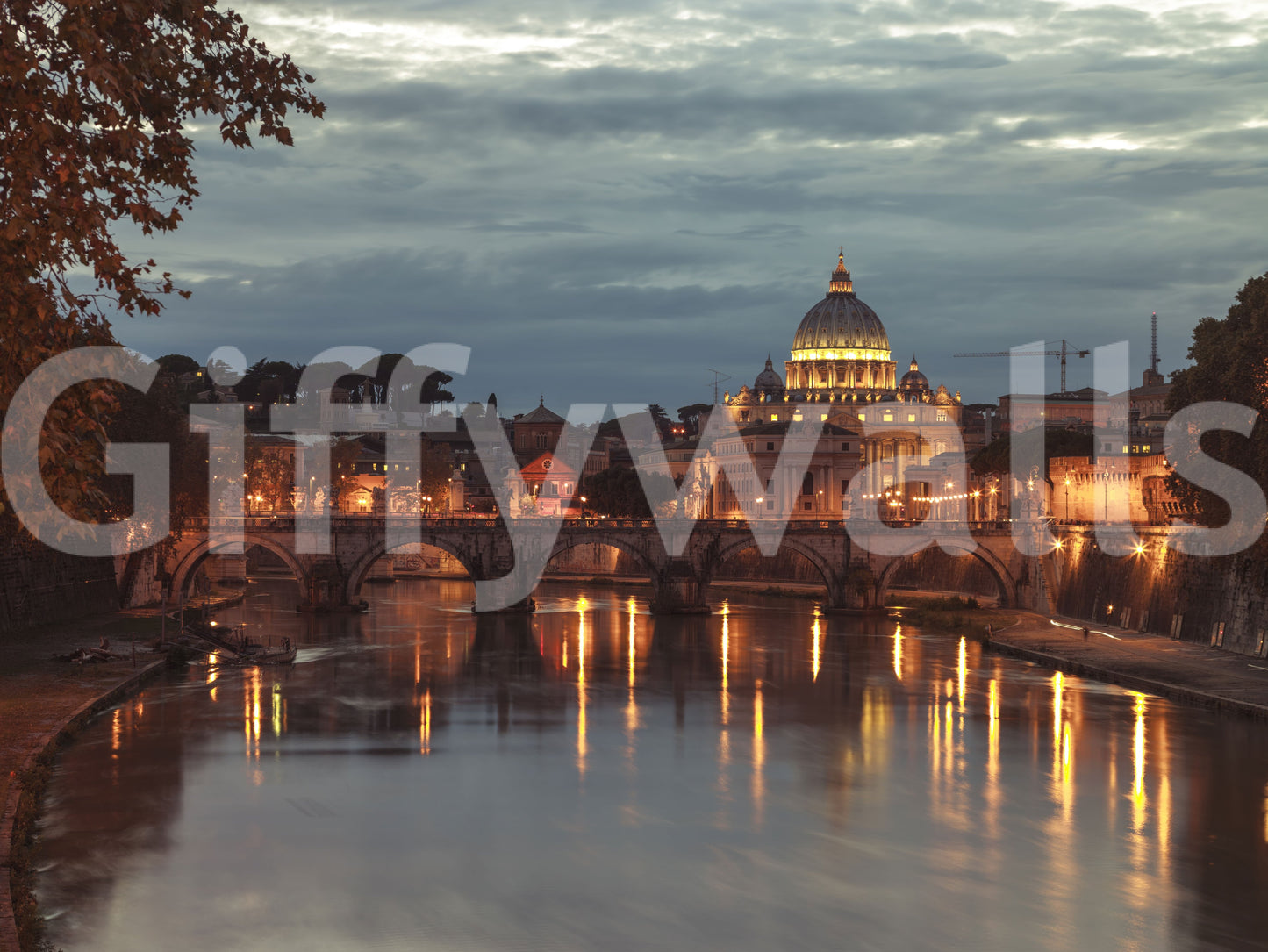 Sunset Over Saint Peters Basilica Wall Mural