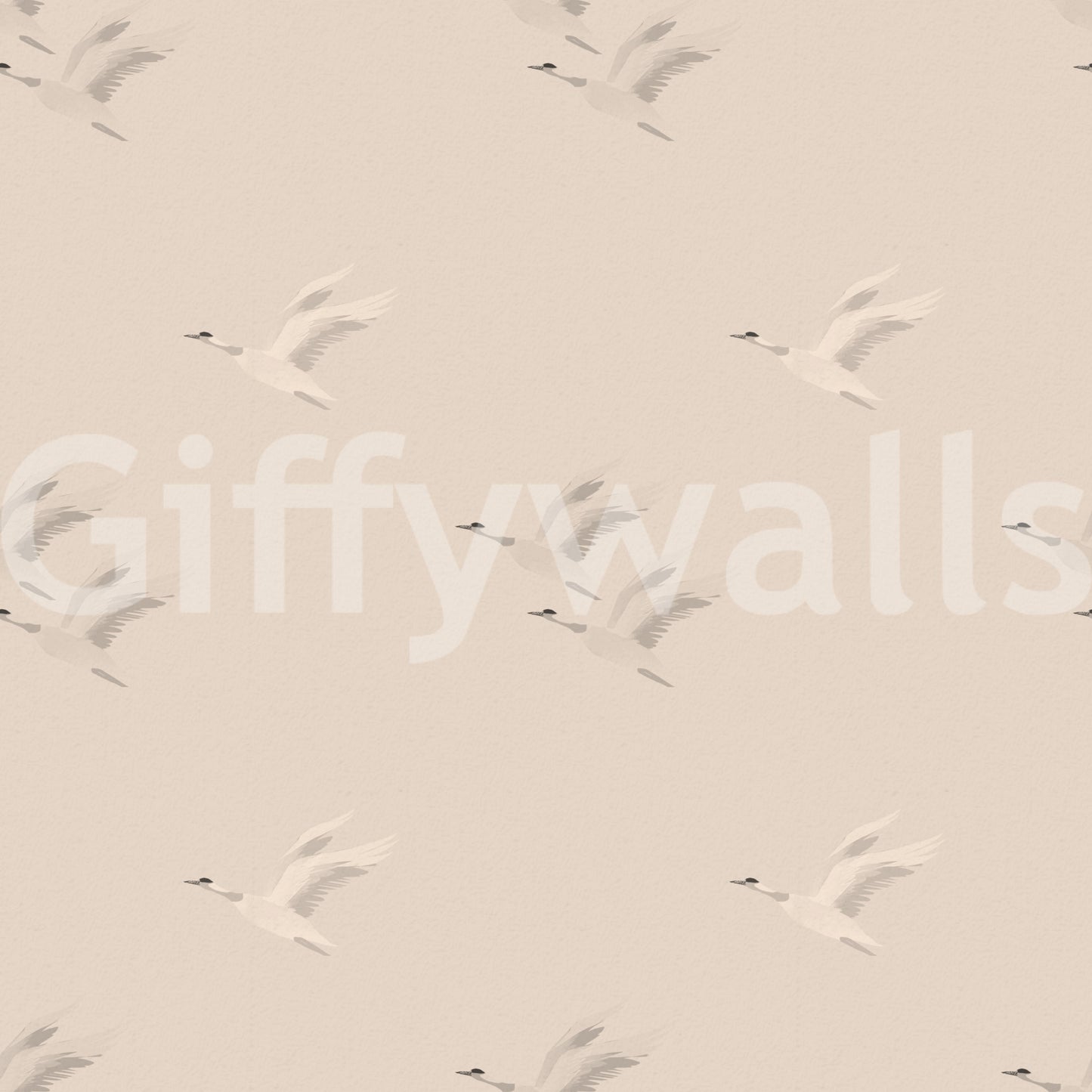 Serene Winged Flight Soft Ochre Pattern Wallpaper