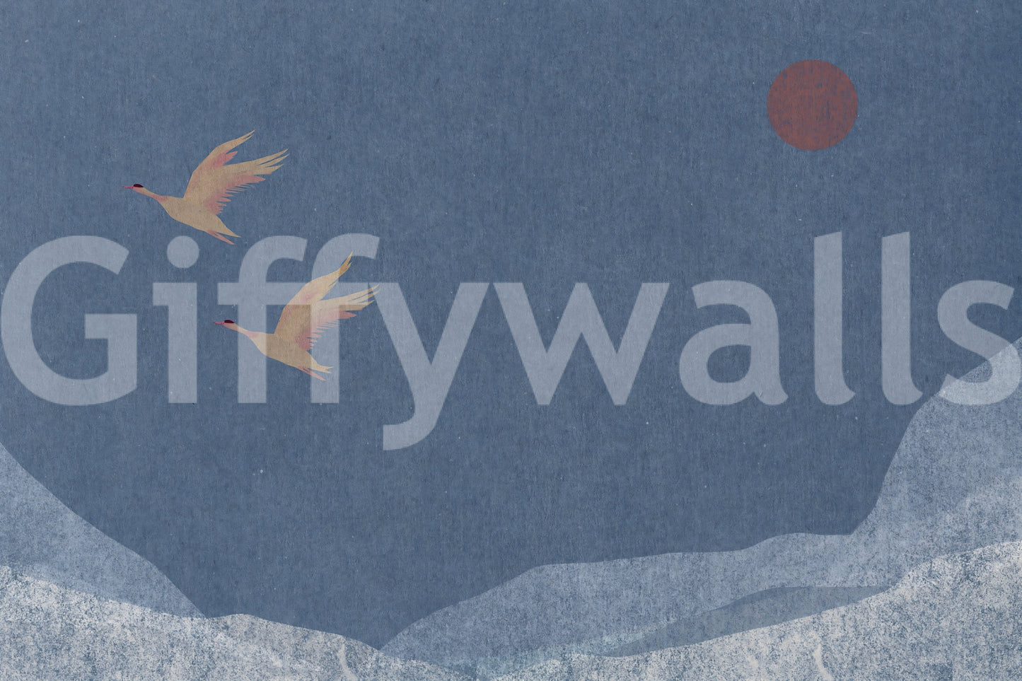 Soaring Birds Over Textured Hills Wall Mural