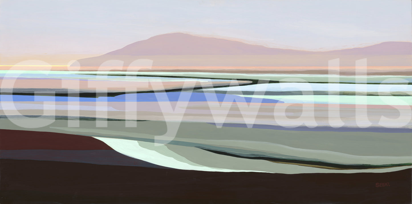Muted Coastal Hills Abstract Wall Mural