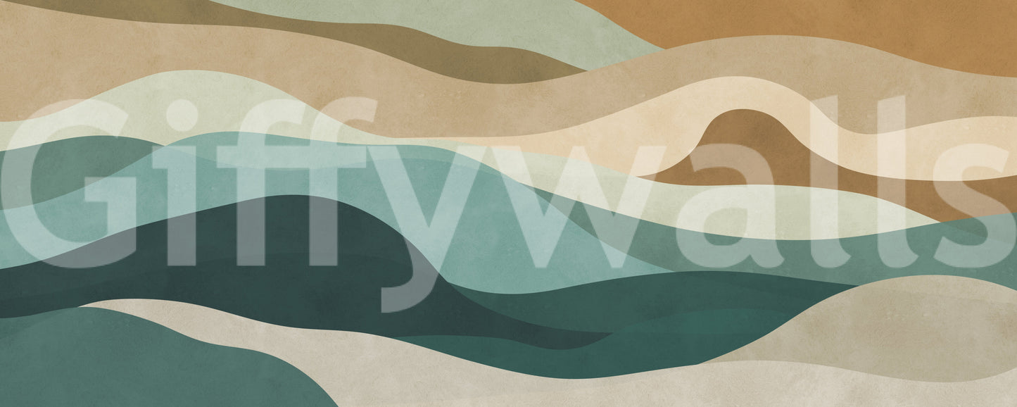 Abstract Earthy Wave Horizon Wall Mural