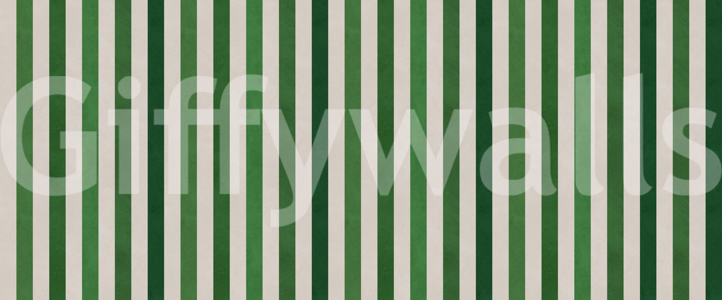 Emerald and Cream Vertical Stripes Wall Mural