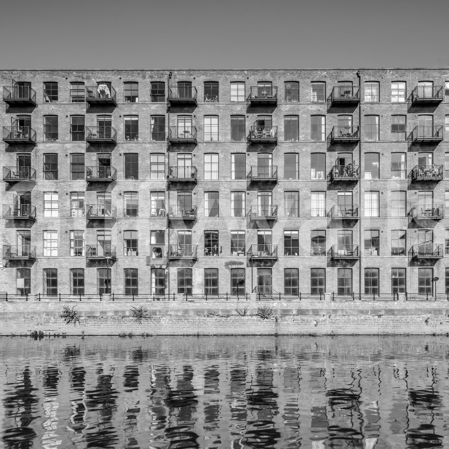 Industrial Riverside Brick Loft Facade Wall Mural