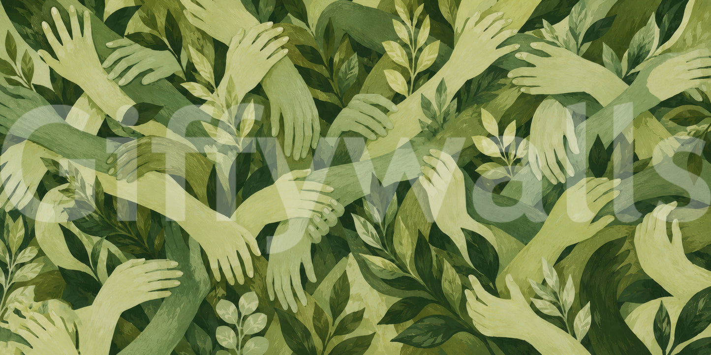 Intertwined Foliage Hands Wall Mural