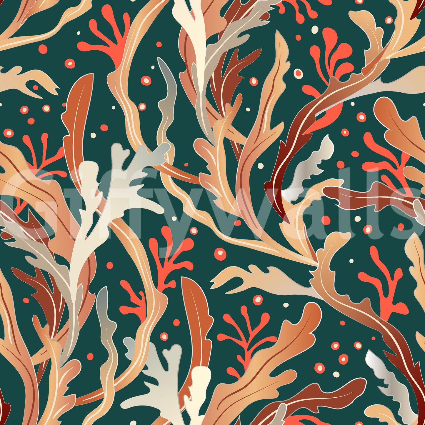 Abstract Seaweed Foliage Wallpaper