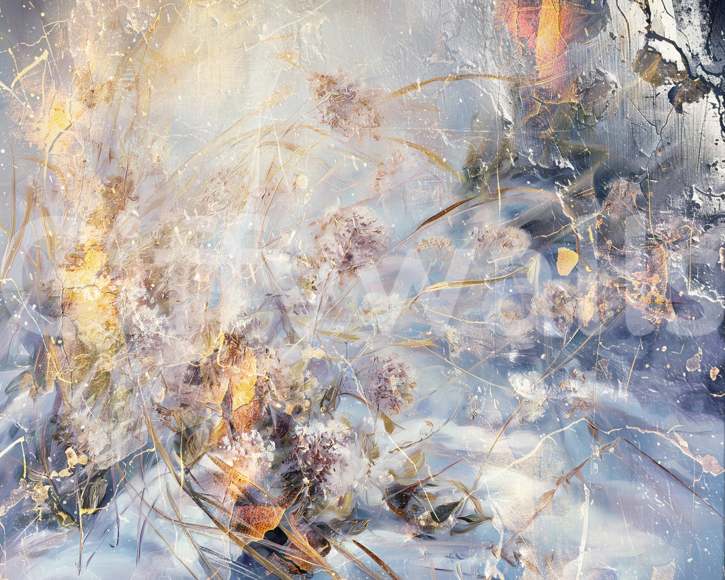 Misty Morning Botanical Wash Wall Mural