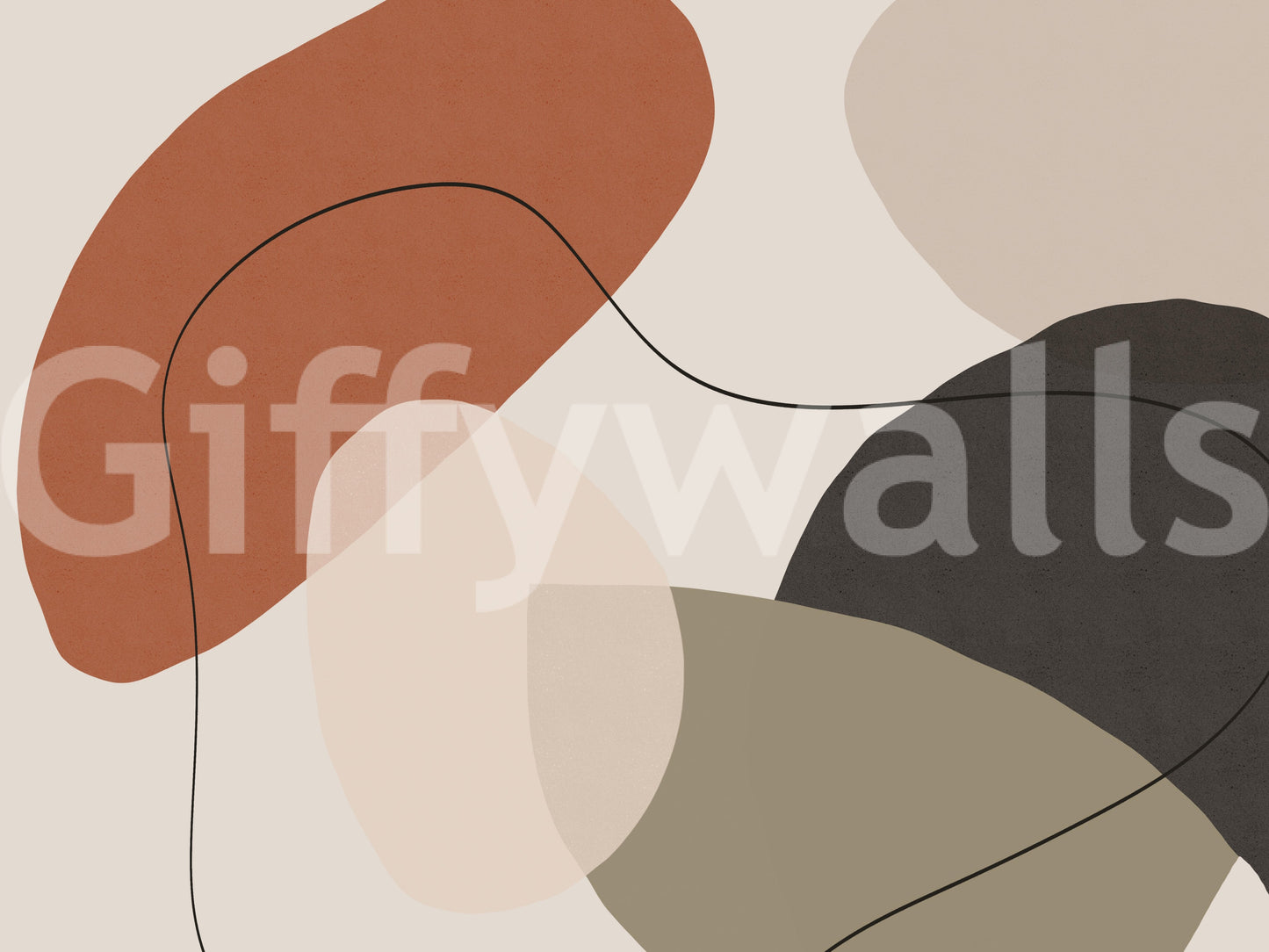 Minimalist Earth Tone Abstract Shapes Wall Mural