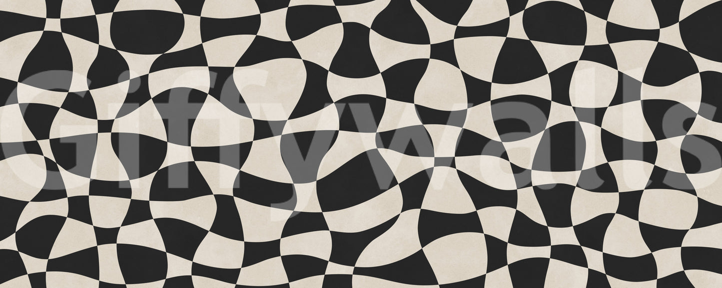 Wavy Monochrome Geometry Wall Mural