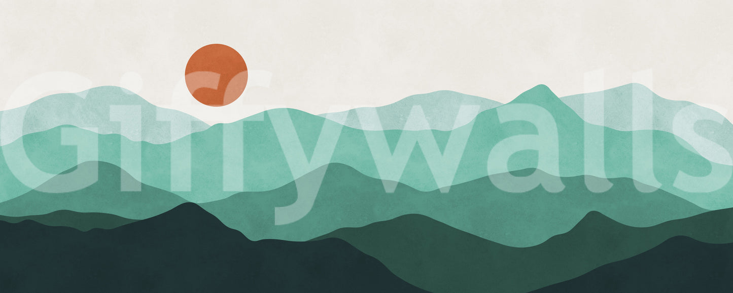 Abstract Sunlit Mountain Peaks Wall Mural
