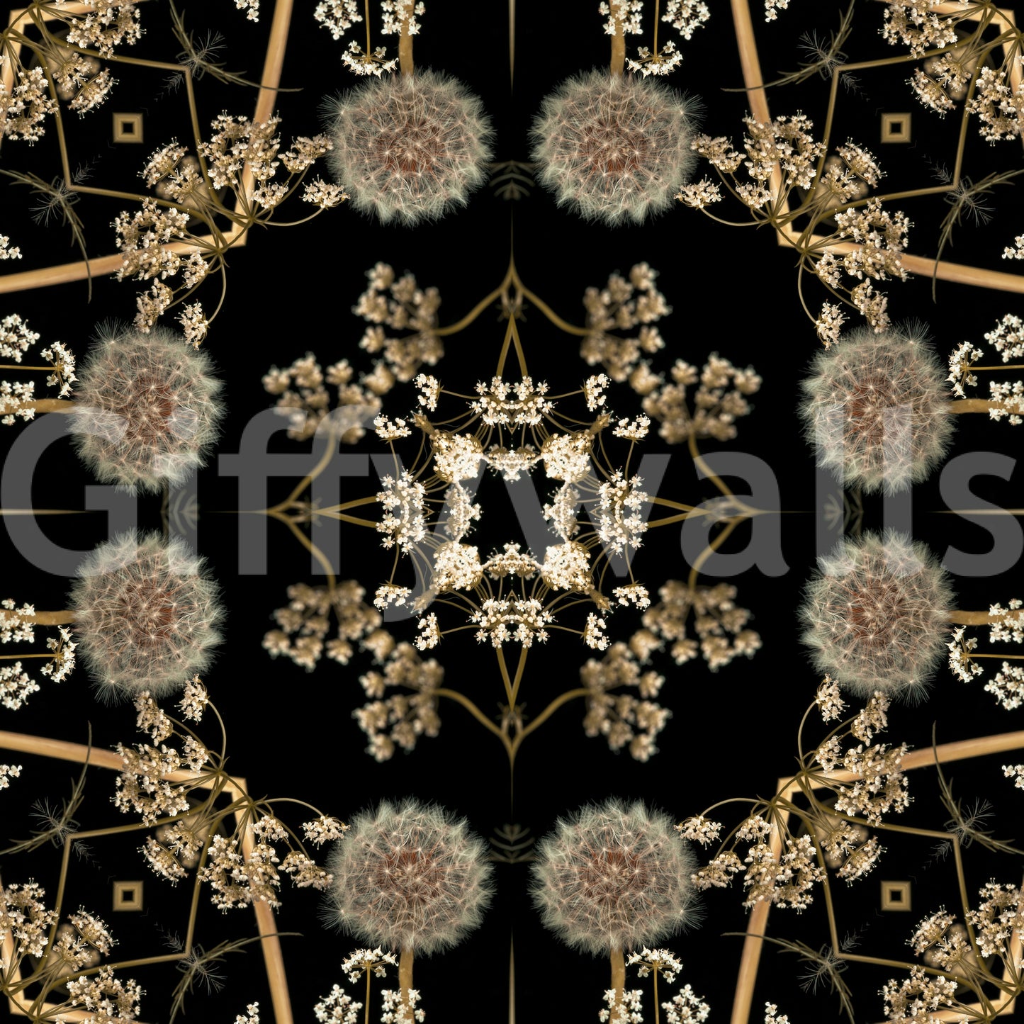 Midnight Dandelion Mandala Wallpaper