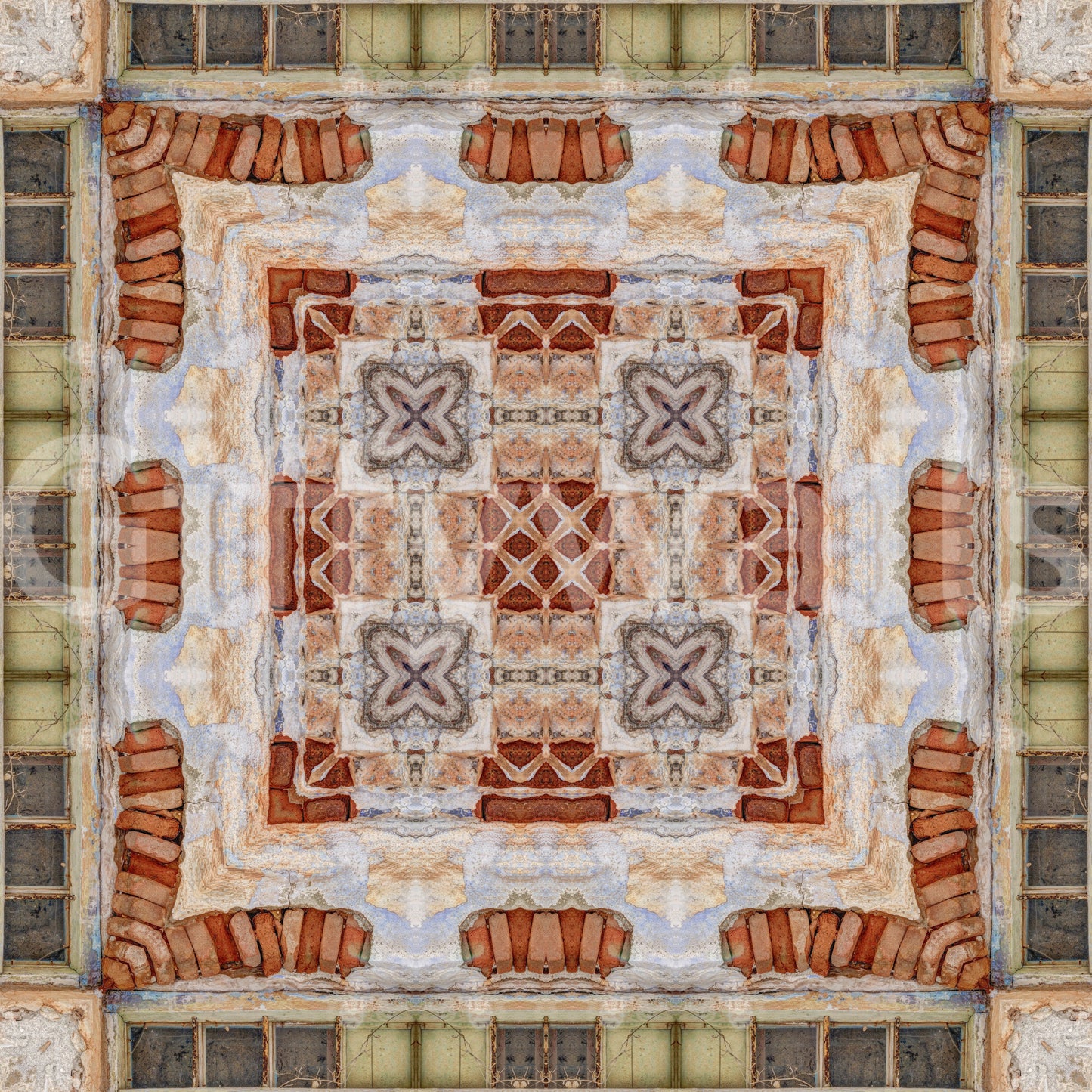 Rustic Brickwork Mosaic Wallpaper