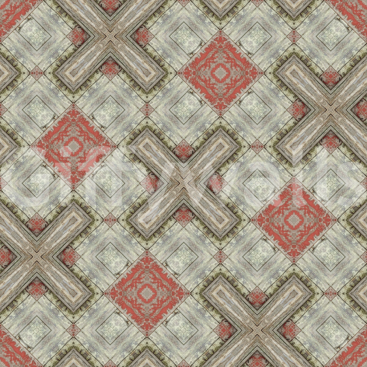 Rustic Geometric Weathered Wood Wallpaper