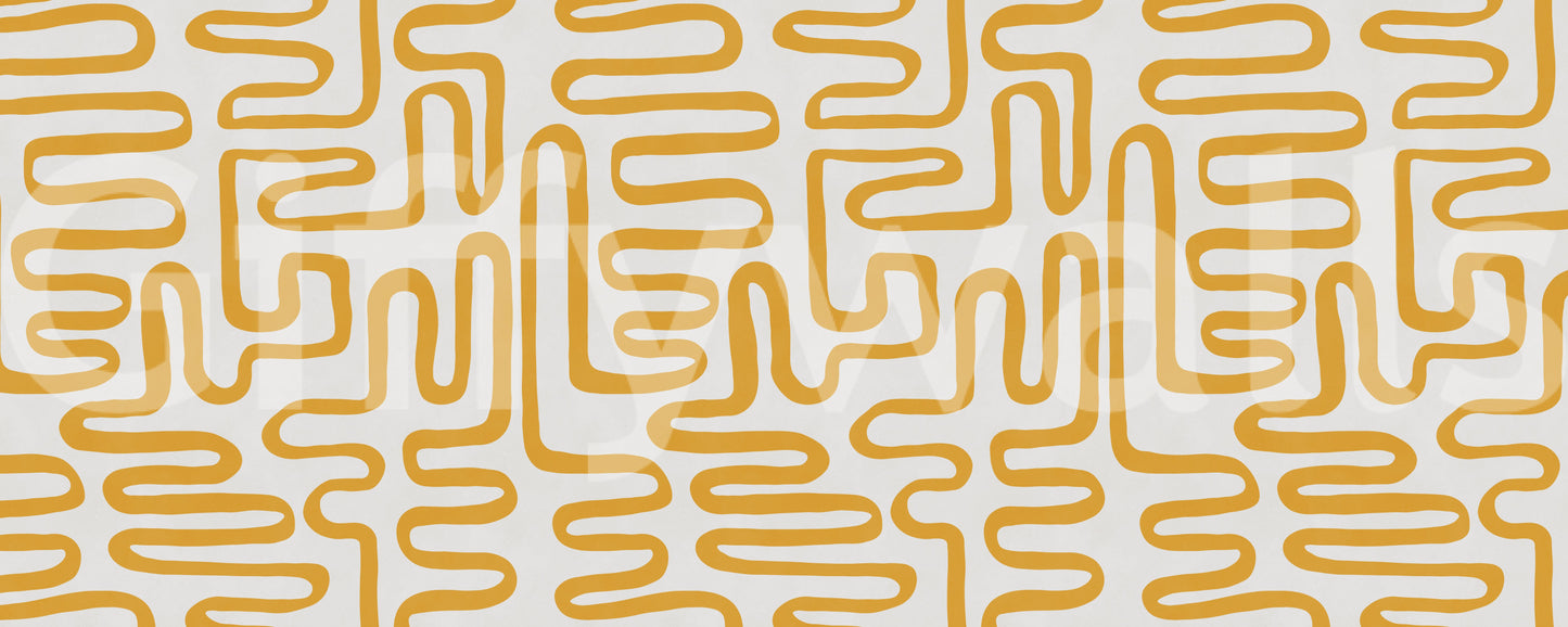 Golden Maze Linear Pattern Wall Mural