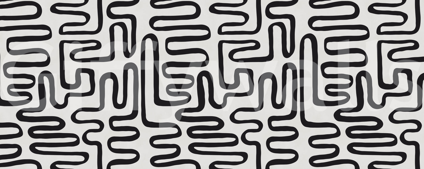 Graphic Ink Wavy Pattern Wall Mural