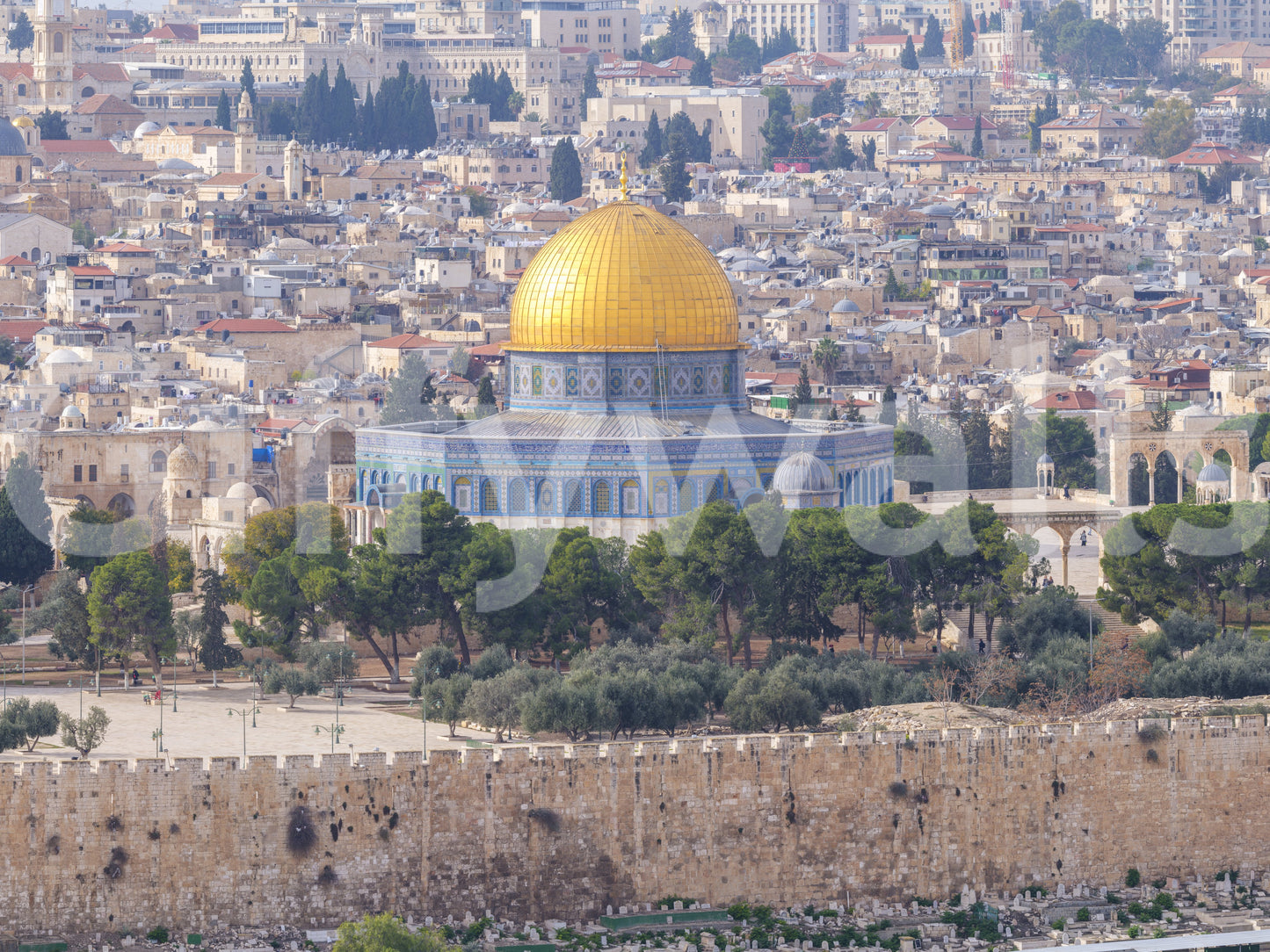 Jerusalem Golden Dome Architectural Vista Wall Mural